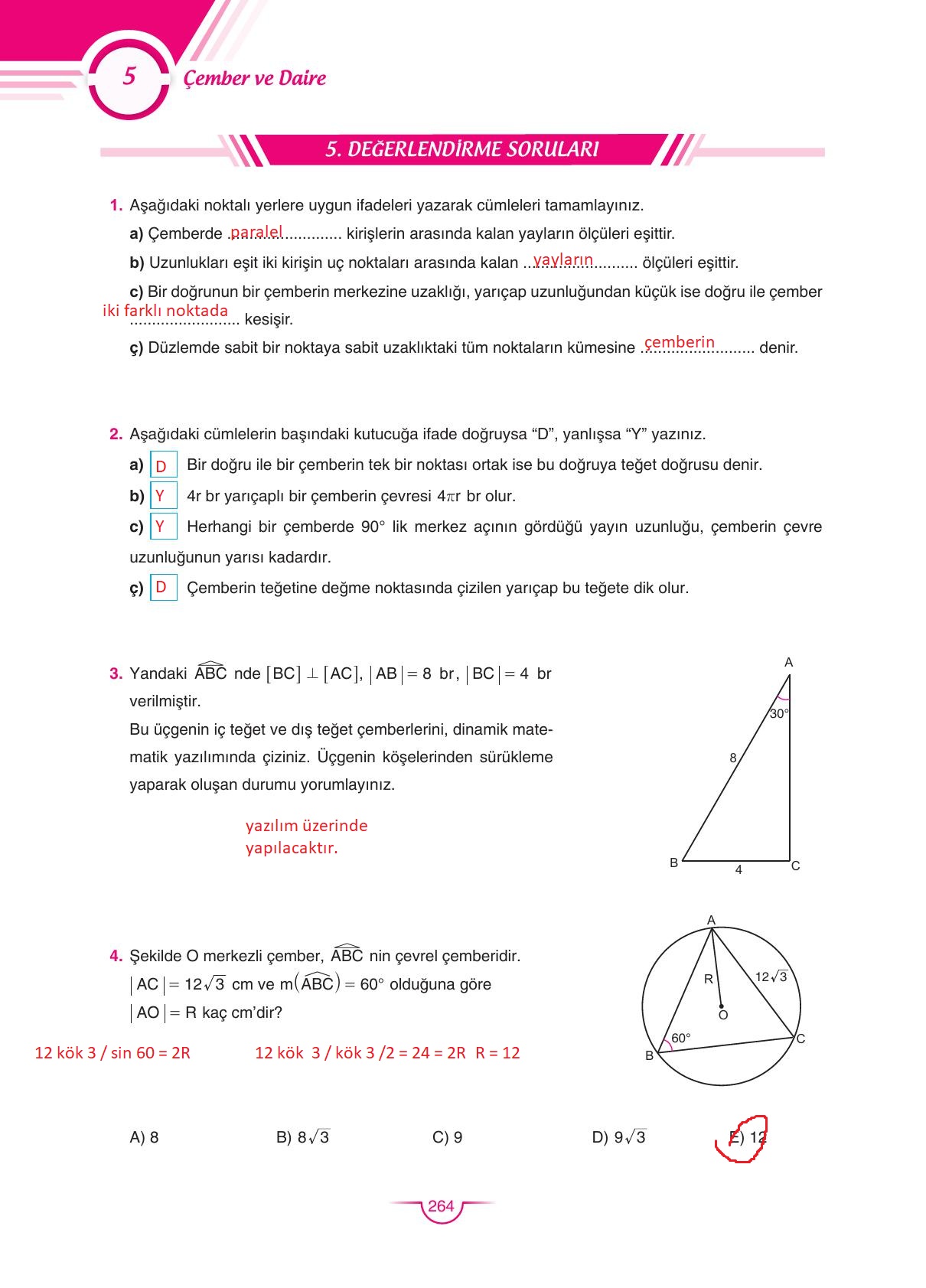 11. Sınıf Sdr Dikey Yayıncılık Matematik Ders Kitabı Sayfa 264 Cevapları 11. Sınıf Sdr Dikey Yayıncılık Matematik Ders Kitabı Sayfa 264 Cevapları