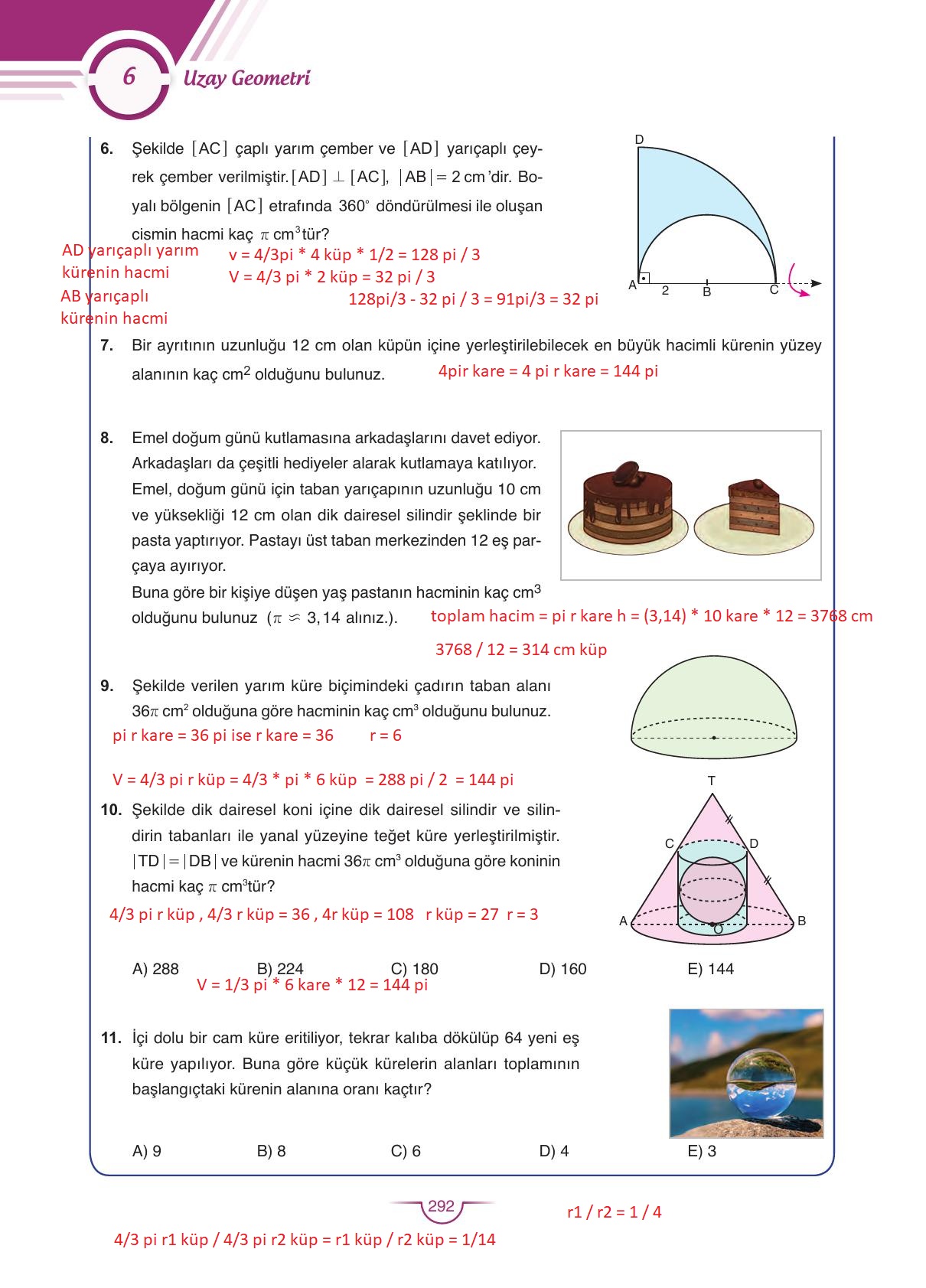 11. Sınıf Sdr Dikey Yayıncılık Matematik Ders Kitabı Sayfa 292 Cevapları
