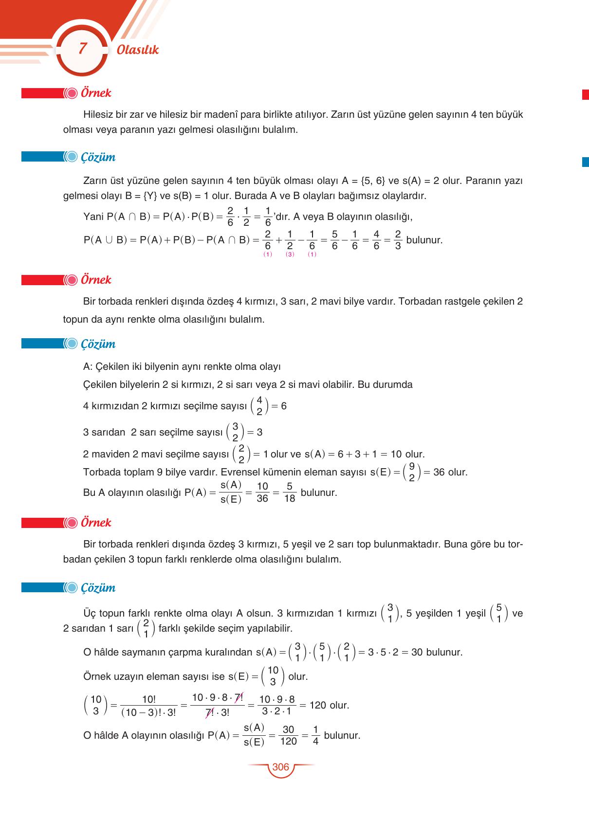 11. Sınıf Sdr Dikey Yayıncılık Matematik Ders Kitabı Sayfa 306 Cevapları
