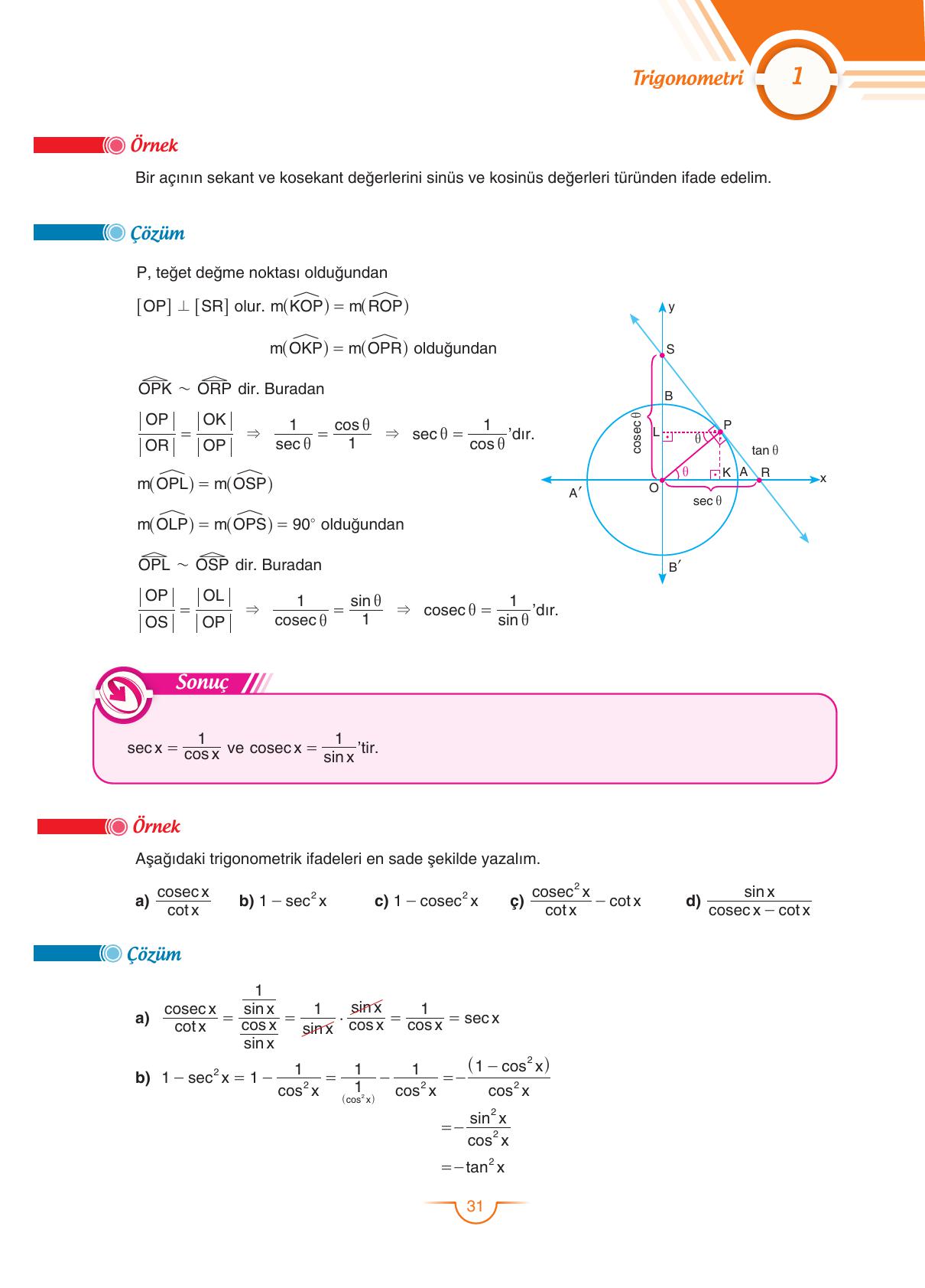 11. Sınıf Sdr Dikey Yayıncılık Matematik Ders Kitabı Sayfa 31 Cevapları