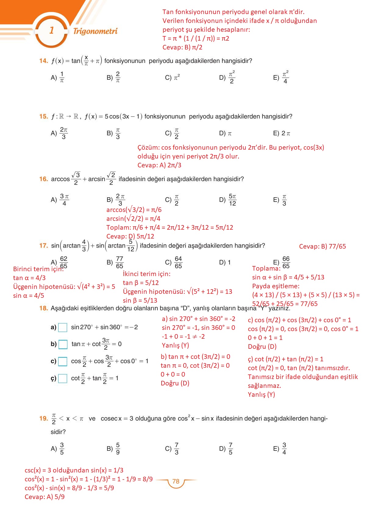 11. Sınıf Sdr Dikey Yayıncılık Matematik Ders Kitabı Sayfa 78 Cevapları 11. Sınıf Sdr Dikey Yayıncılık Matematik Ders Kitabı Sayfa 78 Cevapları