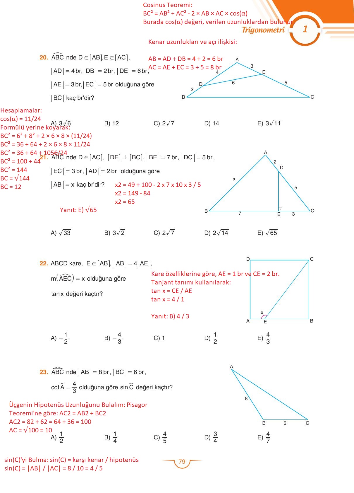 11. Sınıf Sdr Dikey Yayıncılık Matematik Ders Kitabı Sayfa 79 Cevapları