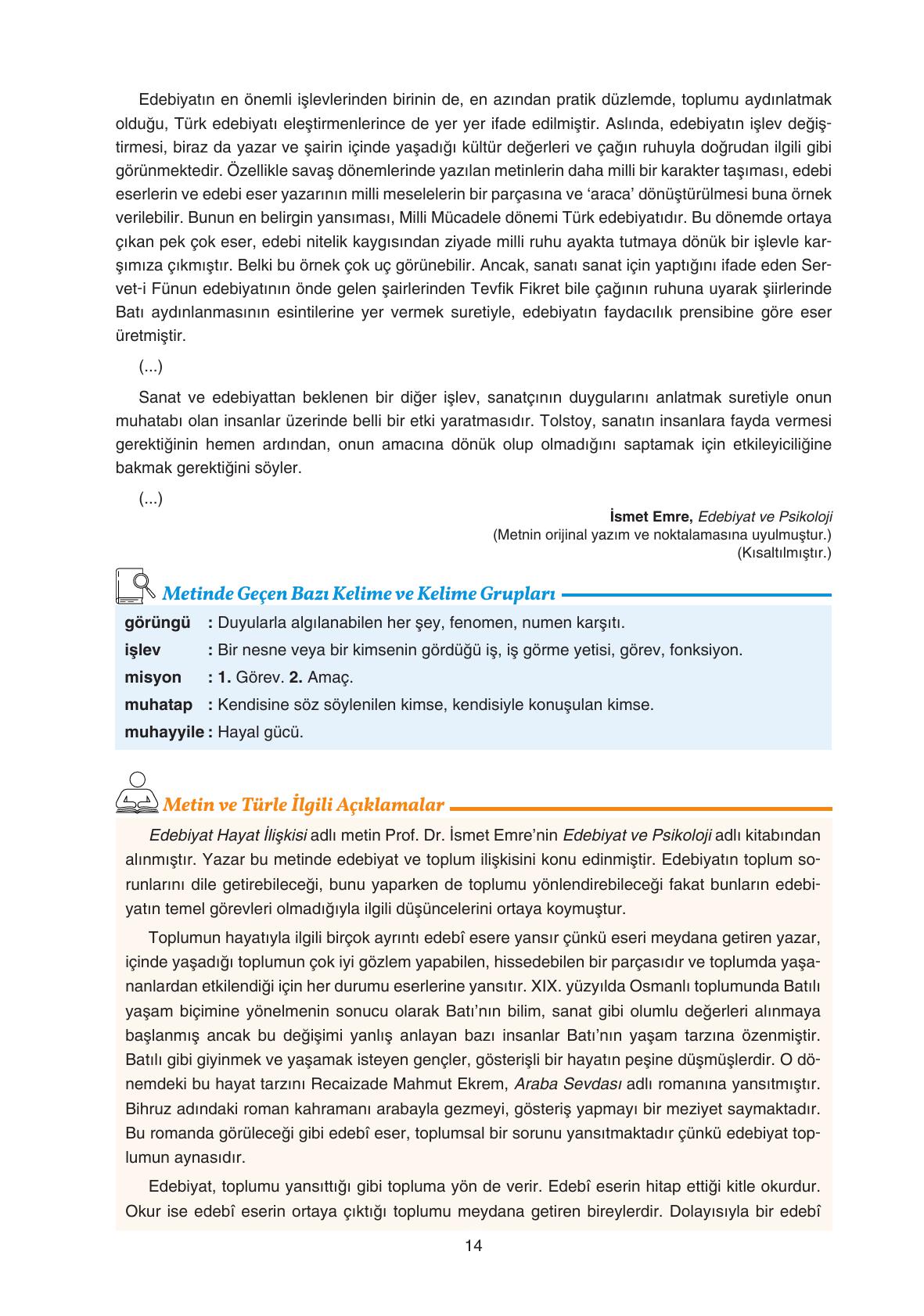11. Sınıf Gizem Yayınları Türk Dili Ve Edebiyatı Ders Kitabı Sayfa 14 Cevapları 11. Sınıf Gizem Yayınları Türk Dili Ve Edebiyatı Ders Kitabı Sayfa 14 Cevapları