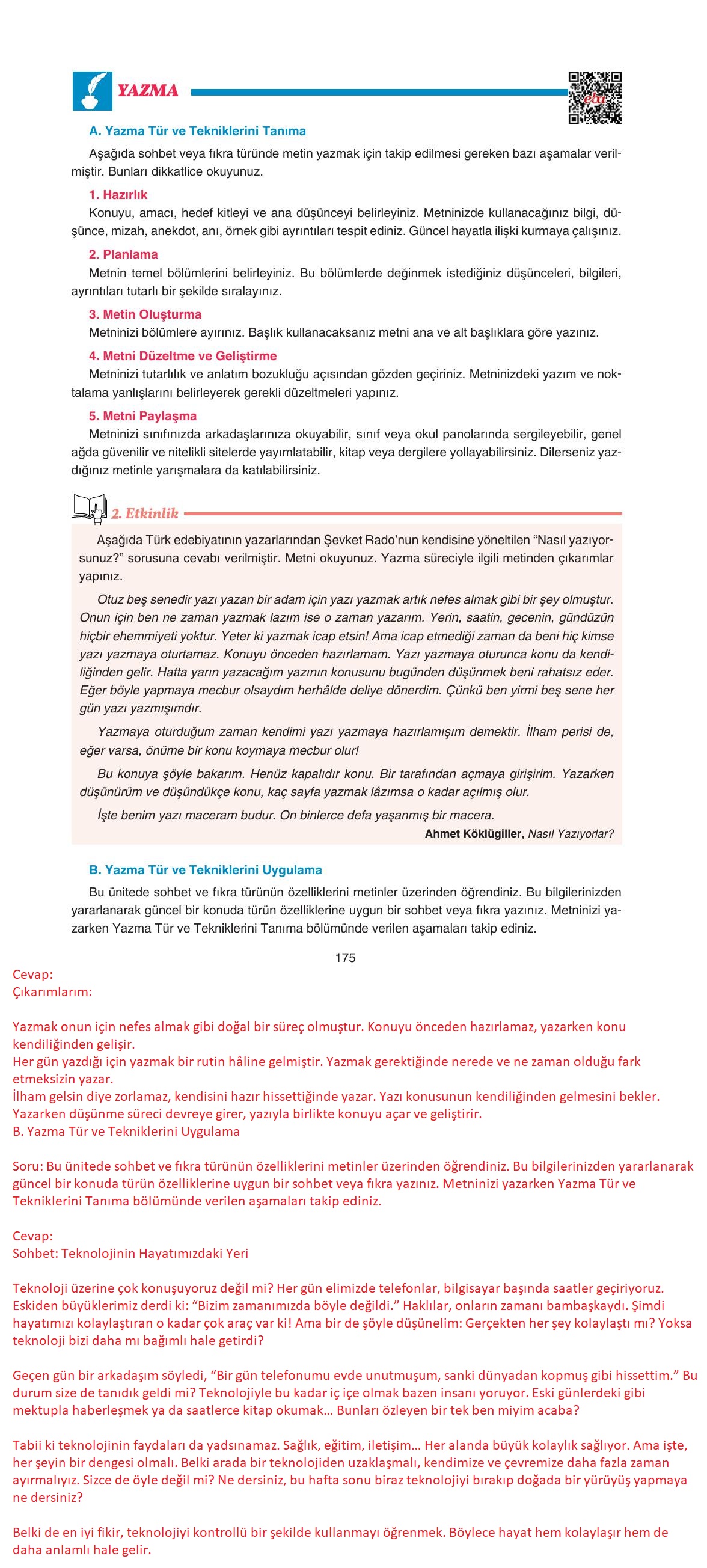 11. Sınıf Gizem Yayınları Türk Dili Ve Edebiyatı Ders Kitabı Sayfa 175 Cevapları 11. Sınıf Gizem Yayınları Türk Dili Ve Edebiyatı Ders Kitabı Sayfa 175 Cevapları
