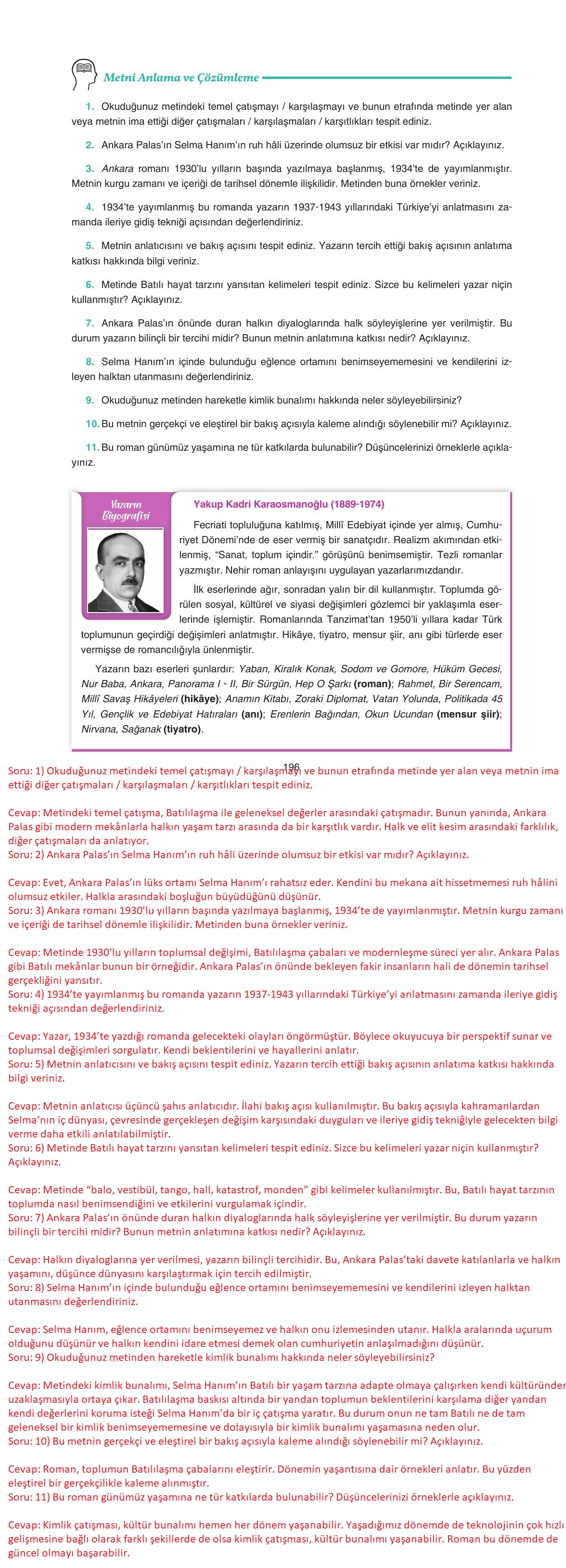 11. Sınıf Gizem Yayınları Türk Dili Ve Edebiyatı Ders Kitabı Sayfa 196 Cevapları 11. Sınıf Gizem Yayınları Türk Dili Ve Edebiyatı Ders Kitabı Sayfa 196 Cevapları