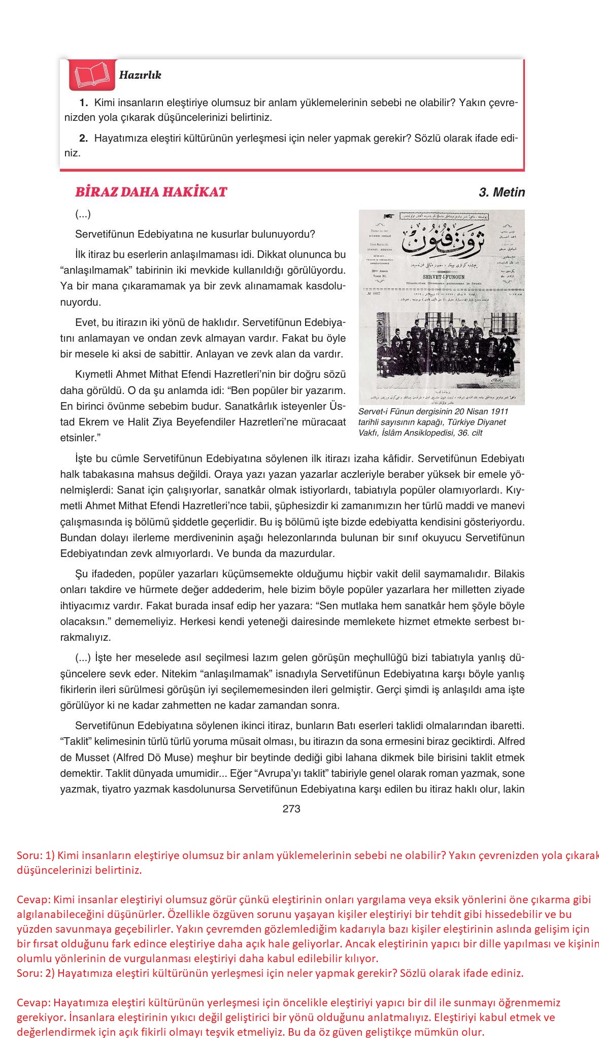 11. Sınıf Gizem Yayınları Türk Dili Ve Edebiyatı Ders Kitabı Sayfa 273 Cevapları 11. Sınıf Gizem Yayınları Türk Dili Ve Edebiyatı Ders Kitabı Sayfa 273 Cevapları