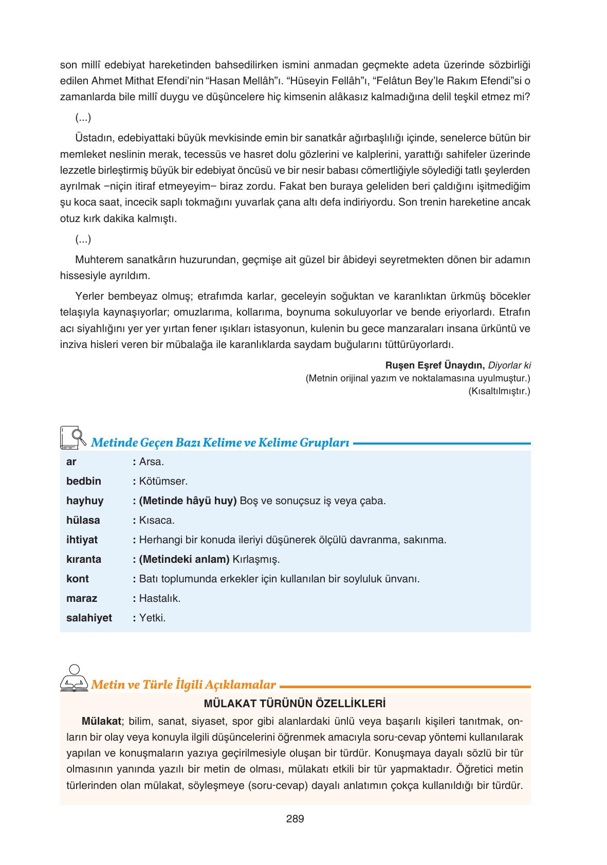 11. Sınıf Gizem Yayınları Türk Dili Ve Edebiyatı Ders Kitabı Sayfa 289 Cevapları 11. Sınıf Gizem Yayınları Türk Dili Ve Edebiyatı Ders Kitabı Sayfa 289 Cevapları