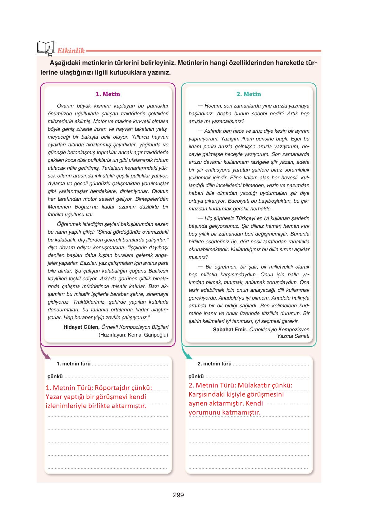 11. Sınıf Gizem Yayınları Türk Dili Ve Edebiyatı Ders Kitabı Sayfa 299 Cevapları 11. Sınıf Gizem Yayınları Türk Dili Ve Edebiyatı Ders Kitabı Sayfa 299 Cevapları