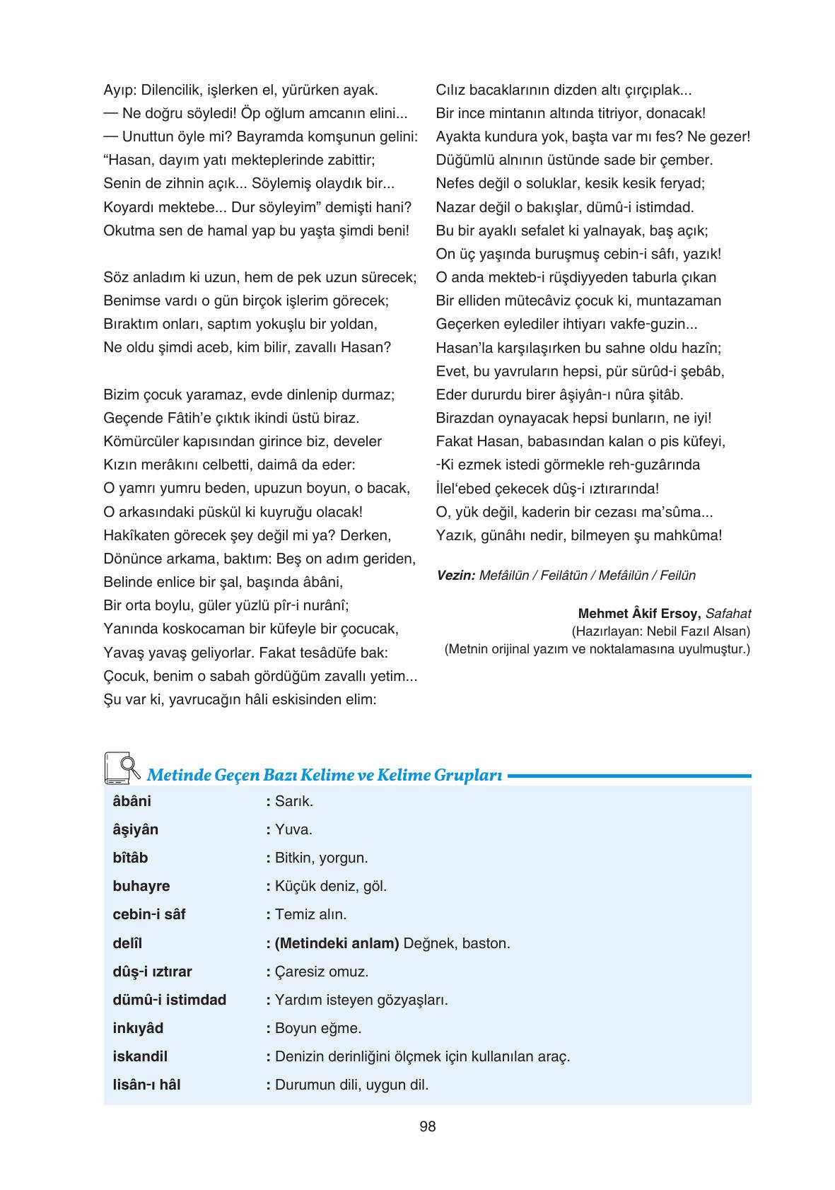 11. Sınıf Gizem Yayınları Türk Dili Ve Edebiyatı Ders Kitabı Sayfa 98 Cevapları