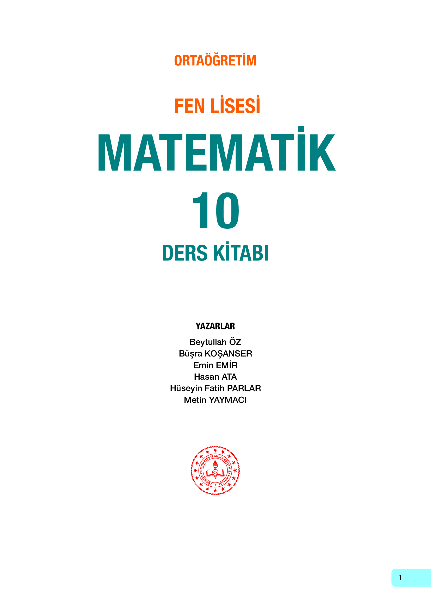 10. Sınıf Meb Yayınları Fen Lisesi Matematik Ders Kitabı Sayfa 1 Cevapları