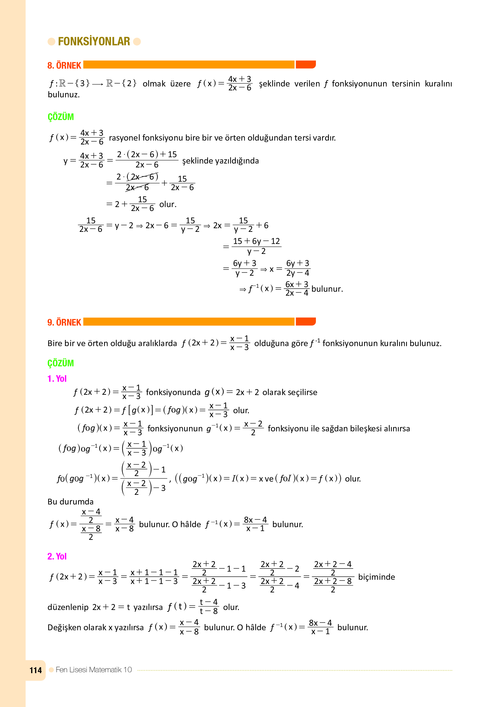 10. Sınıf Meb Yayınları Fen Lisesi Matematik Ders Kitabı Sayfa 114 Cevapları 10. Sınıf Meb Yayınları Fen Lisesi Matematik Ders Kitabı Sayfa 114 Cevapları