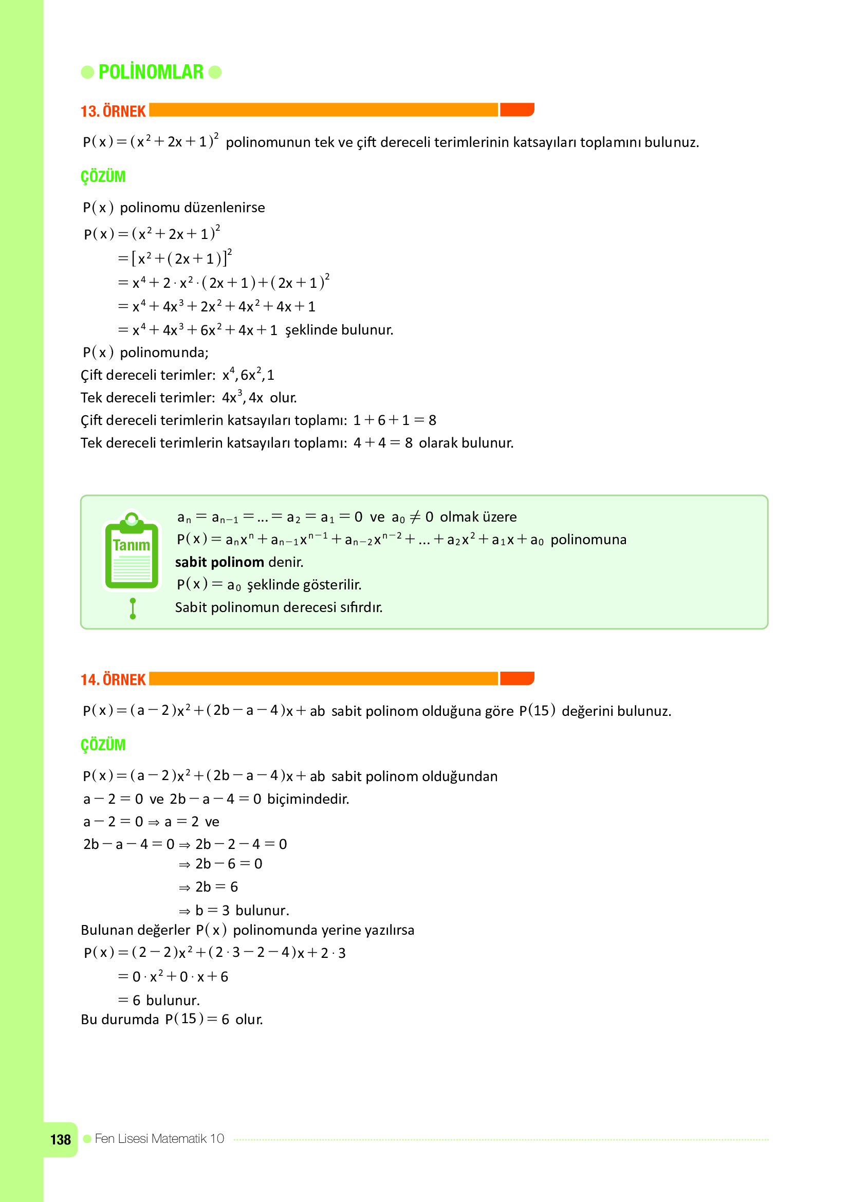 10. Sınıf Meb Yayınları Fen Lisesi Matematik Ders Kitabı Sayfa 138 Cevapları 10. Sınıf Meb Yayınları Fen Lisesi Matematik Ders Kitabı Sayfa 138 Cevapları