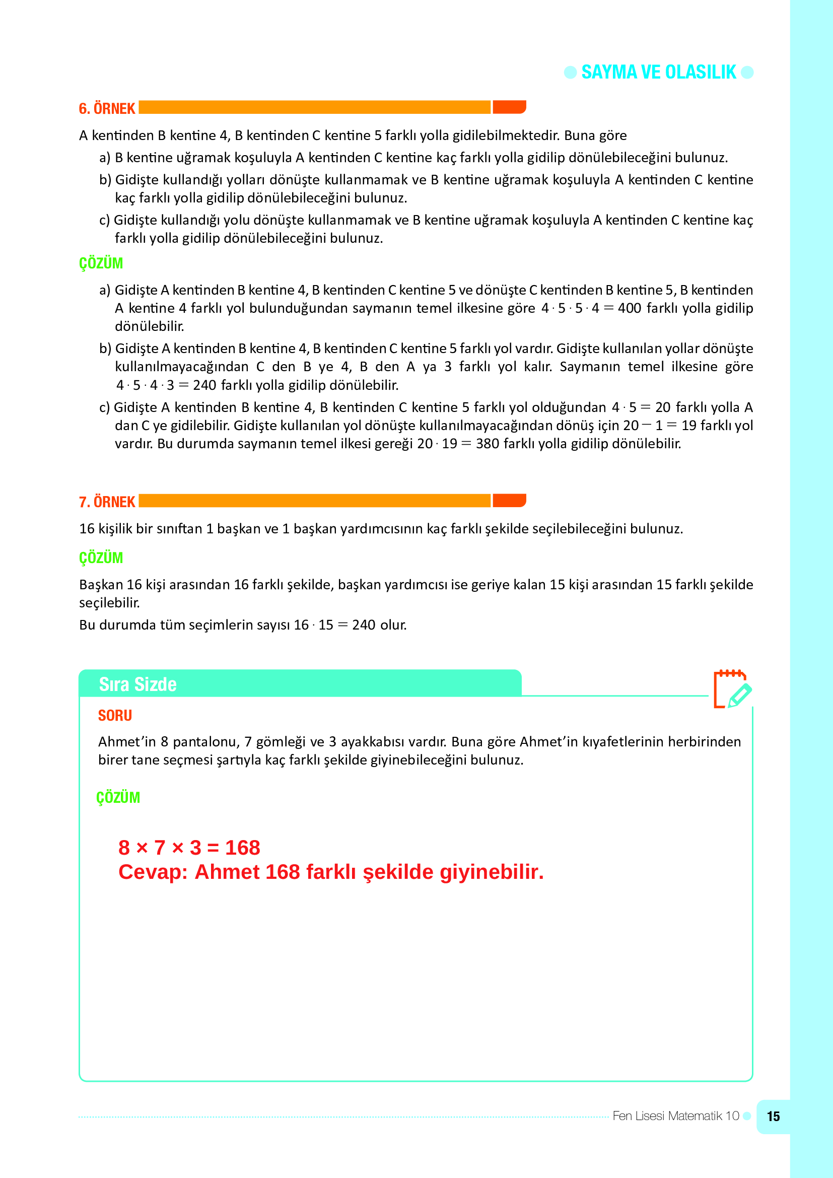 10. Sınıf Meb Yayınları Fen Lisesi Matematik Ders Kitabı Sayfa 15 Cevapları