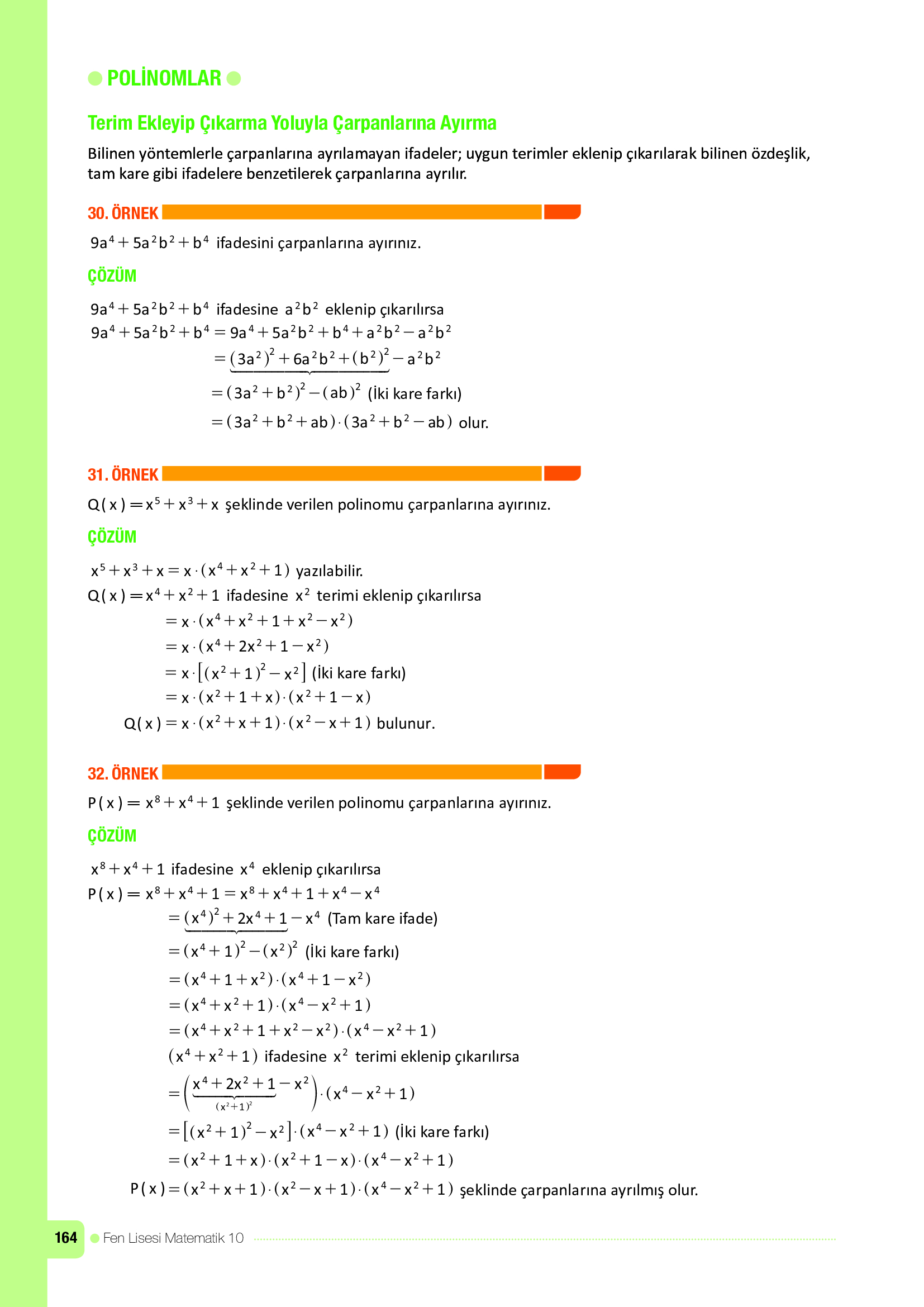 10. Sınıf Meb Yayınları Fen Lisesi Matematik Ders Kitabı Sayfa 164 Cevapları 10. Sınıf Meb Yayınları Fen Lisesi Matematik Ders Kitabı Sayfa 164 Cevapları