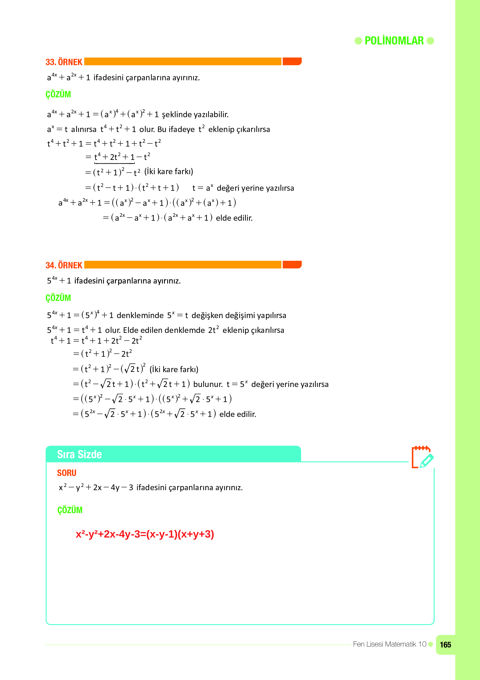 10. Sınıf Meb Yayınları Fen Lisesi Matematik Ders Kitabı Sayfa 165 Cevapları 10. Sınıf Meb Yayınları Fen Lisesi Matematik Ders Kitabı Sayfa 165 Cevapları