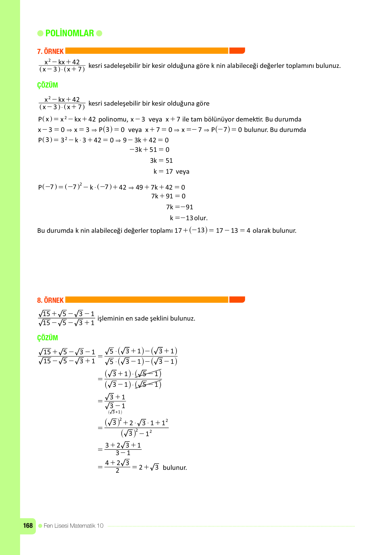 10. Sınıf Meb Yayınları Fen Lisesi Matematik Ders Kitabı Sayfa 168 Cevapları 10. Sınıf Meb Yayınları Fen Lisesi Matematik Ders Kitabı Sayfa 168 Cevapları