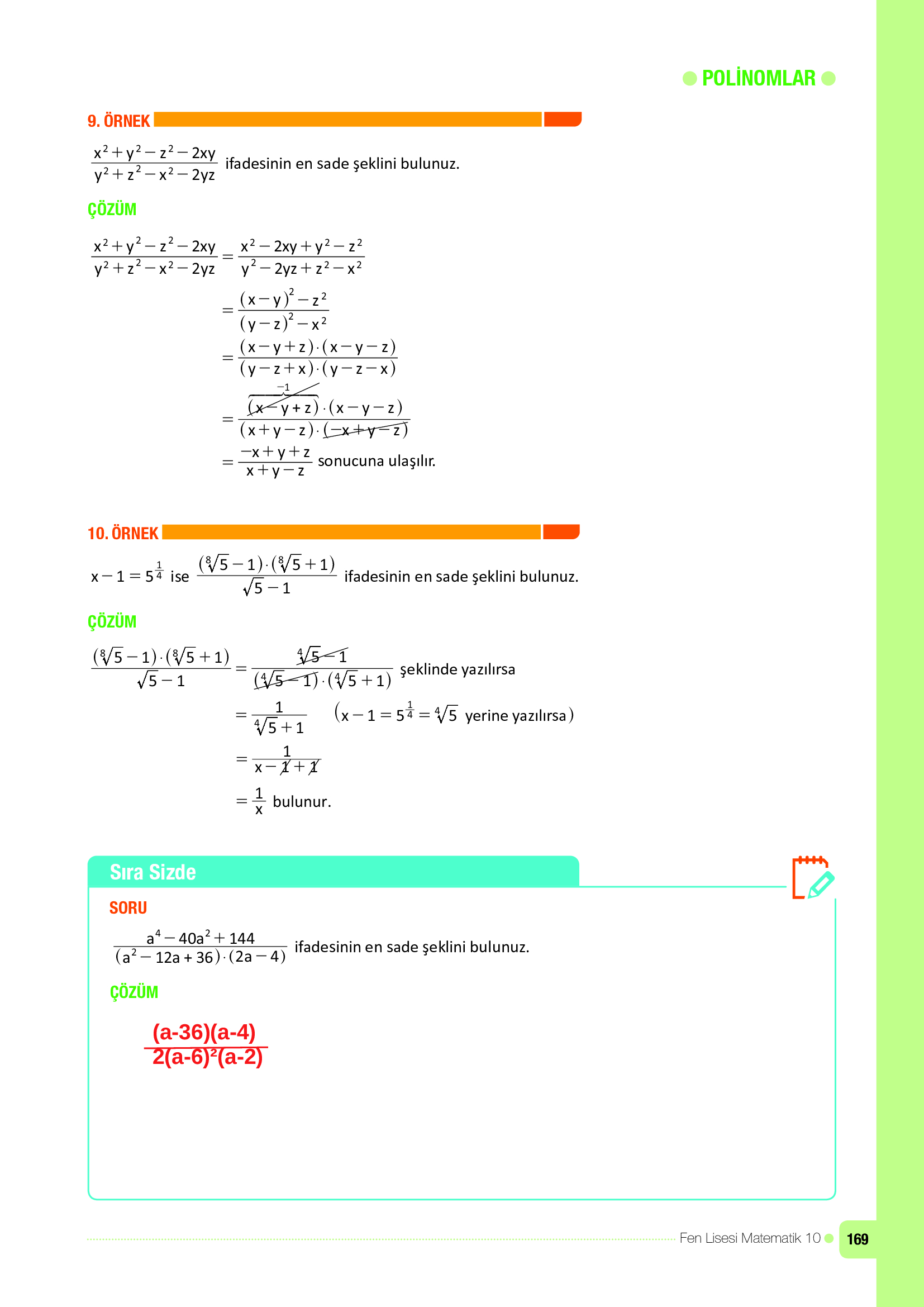 10. Sınıf Meb Yayınları Fen Lisesi Matematik Ders Kitabı Sayfa 169 Cevapları 10. Sınıf Meb Yayınları Fen Lisesi Matematik Ders Kitabı Sayfa 169 Cevapları