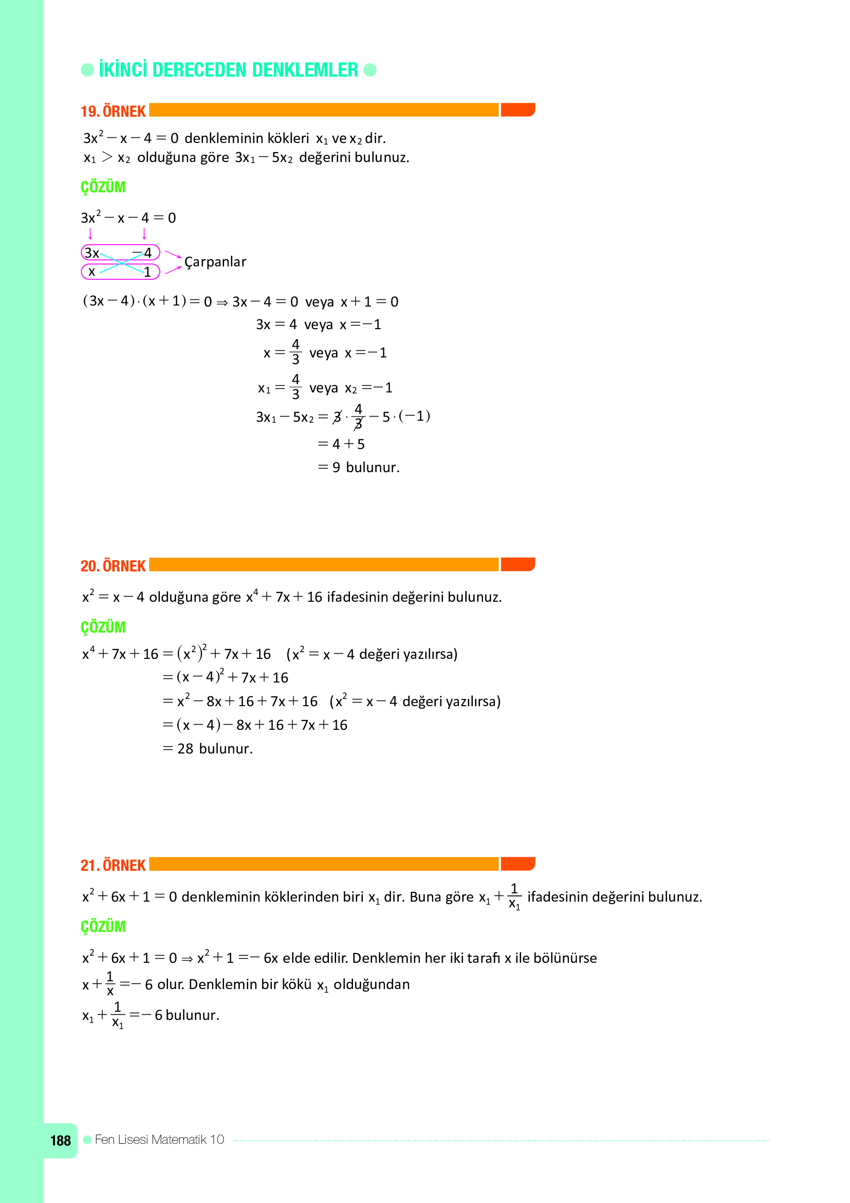 10. Sınıf Meb Yayınları Fen Lisesi Matematik Ders Kitabı Sayfa 188 Cevapları 10. Sınıf Meb Yayınları Fen Lisesi Matematik Ders Kitabı Sayfa 188 Cevapları