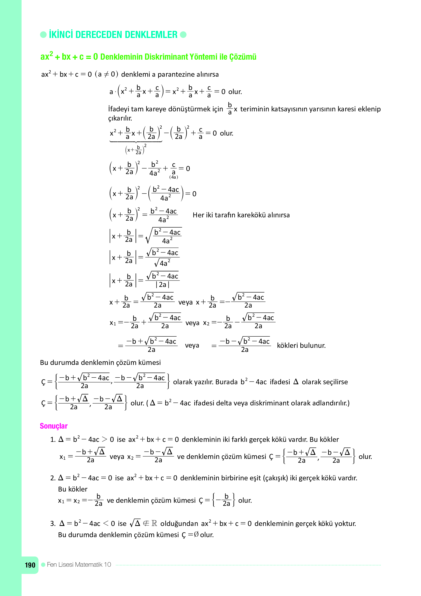 10. Sınıf Meb Yayınları Fen Lisesi Matematik Ders Kitabı Sayfa 190 Cevapları 10. Sınıf Meb Yayınları Fen Lisesi Matematik Ders Kitabı Sayfa 190 Cevapları