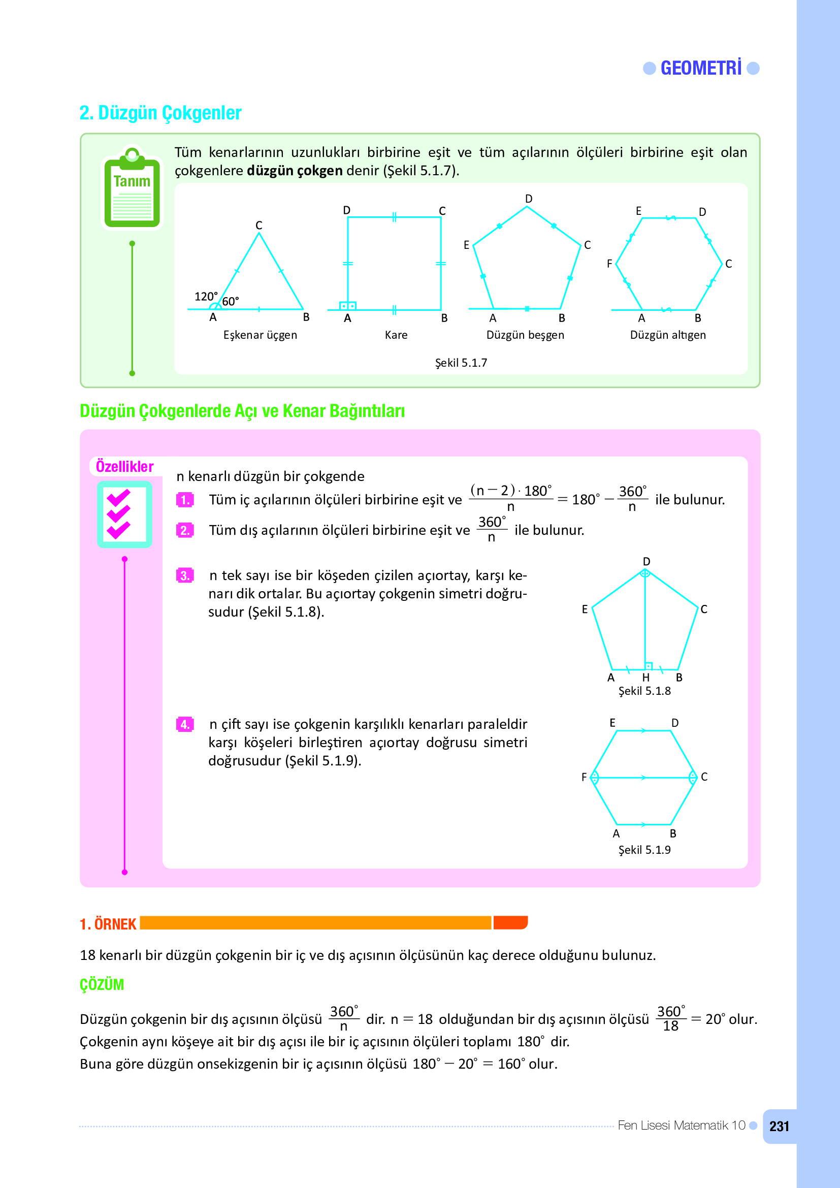 10. Sınıf Meb Yayınları Fen Lisesi Matematik Ders Kitabı Sayfa 231 Cevapları