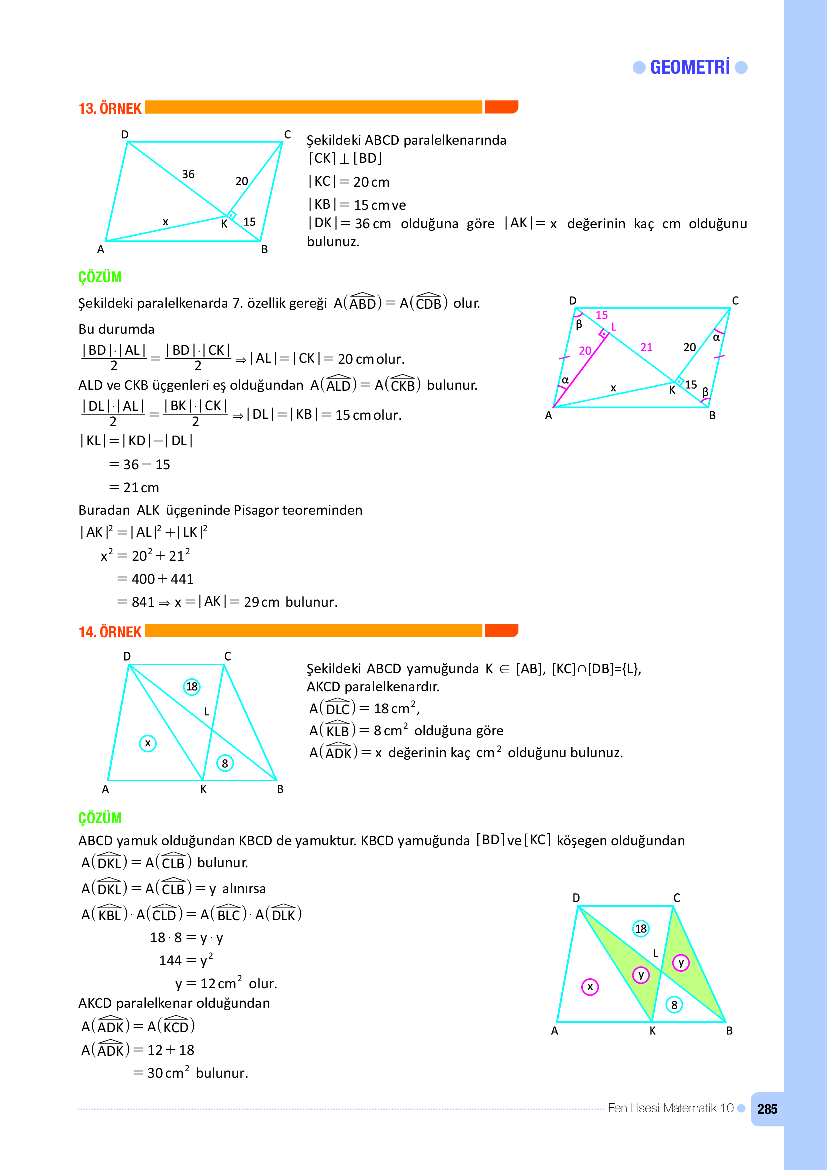 10. Sınıf Meb Yayınları Fen Lisesi Matematik Ders Kitabı Sayfa 285 Cevapları