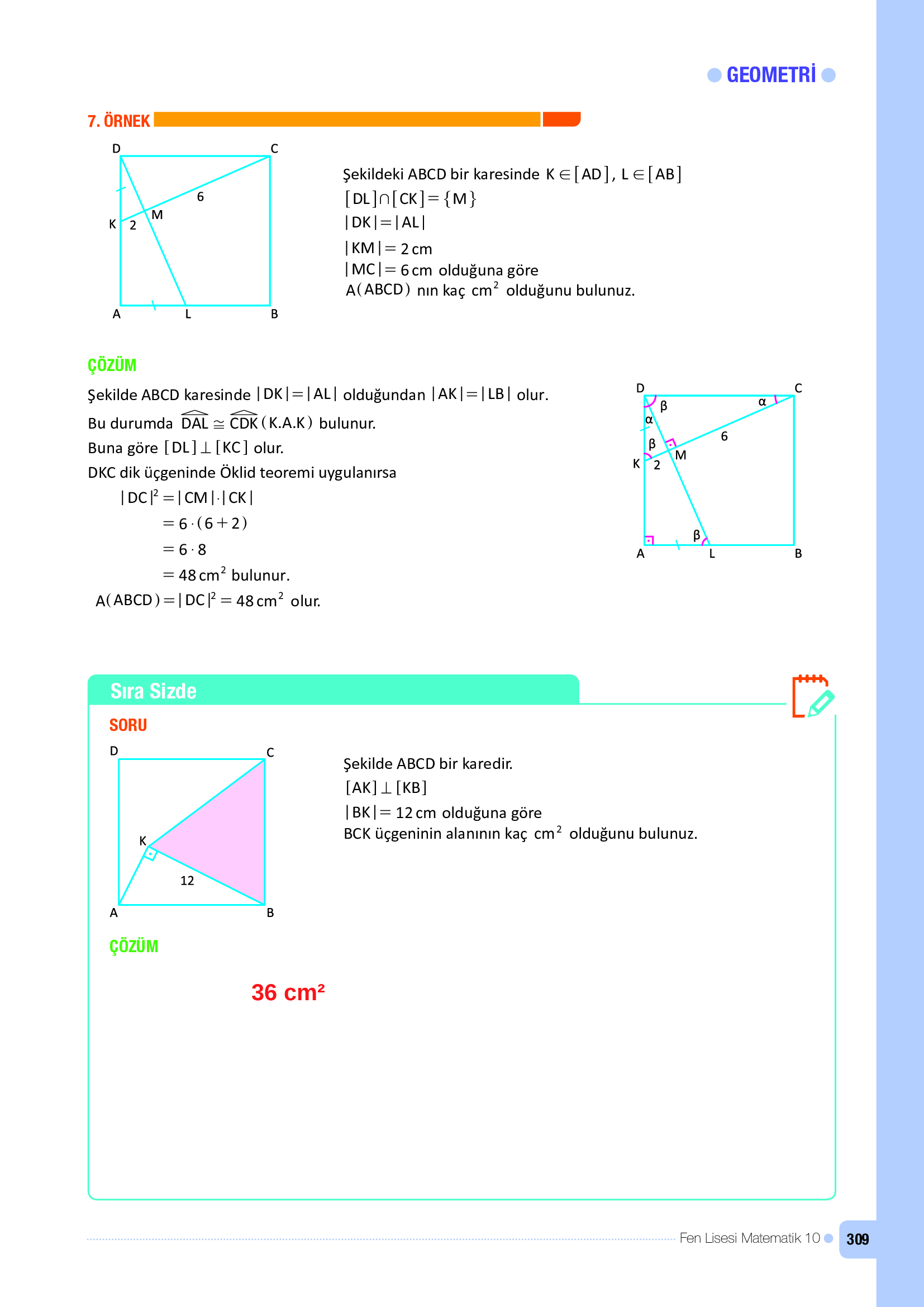 10. Sınıf Meb Yayınları Fen Lisesi Matematik Ders Kitabı Sayfa 309 Cevapları