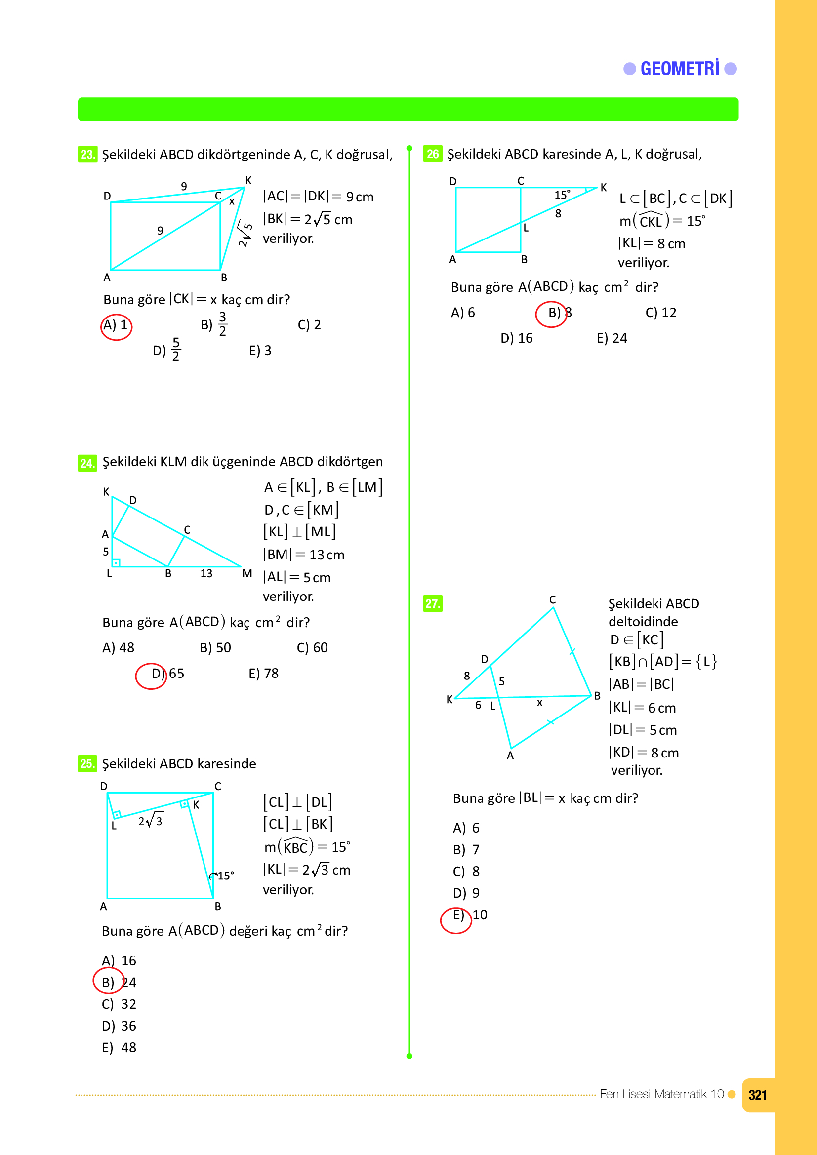 10. Sınıf Meb Yayınları Fen Lisesi Matematik Ders Kitabı Sayfa 321 Cevapları 10. Sınıf Meb Yayınları Fen Lisesi Matematik Ders Kitabı Sayfa 321 Cevapları