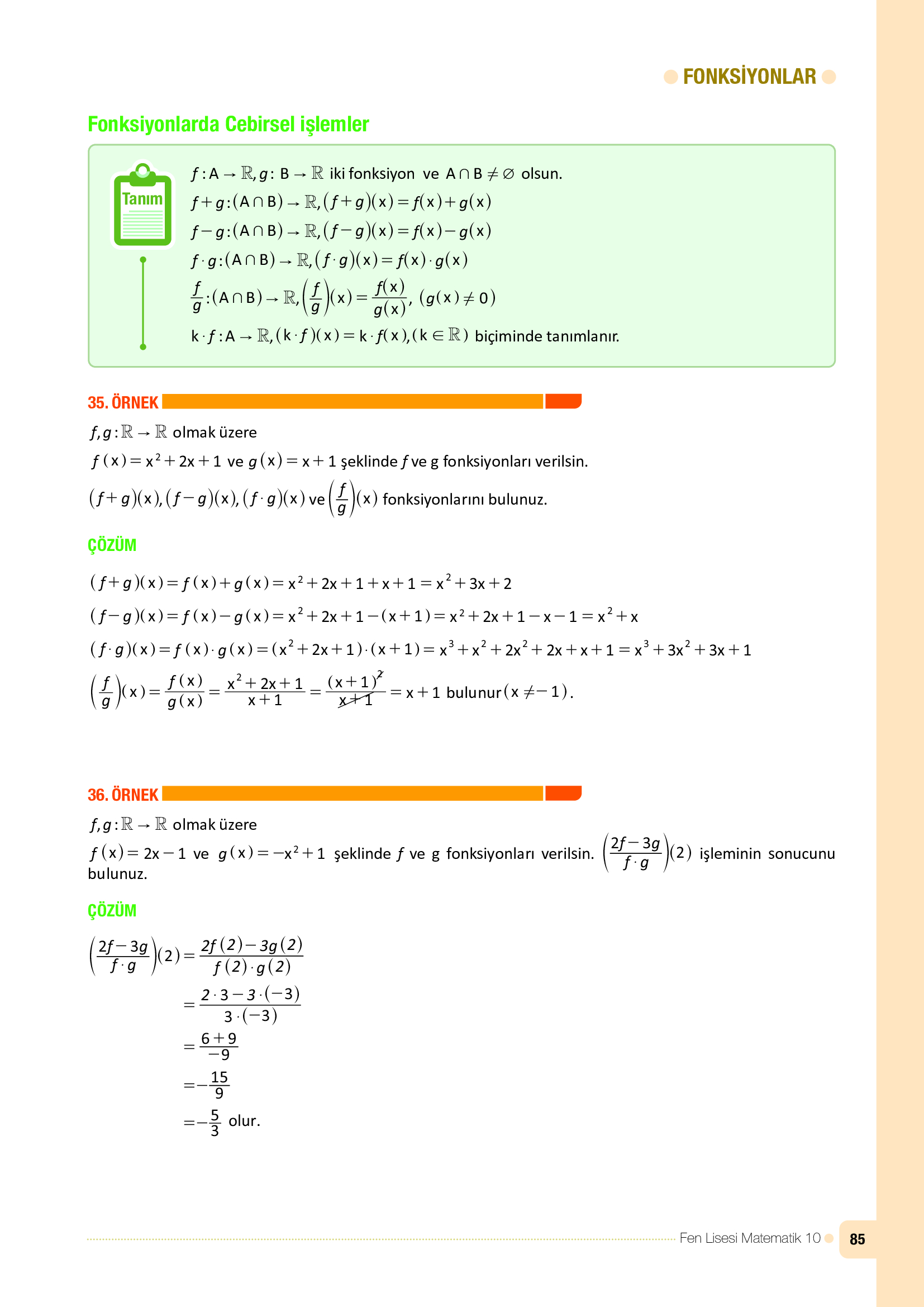 10. Sınıf Meb Yayınları Fen Lisesi Matematik Ders Kitabı Sayfa 85 Cevapları 10. Sınıf Meb Yayınları Fen Lisesi Matematik Ders Kitabı Sayfa 85 Cevapları