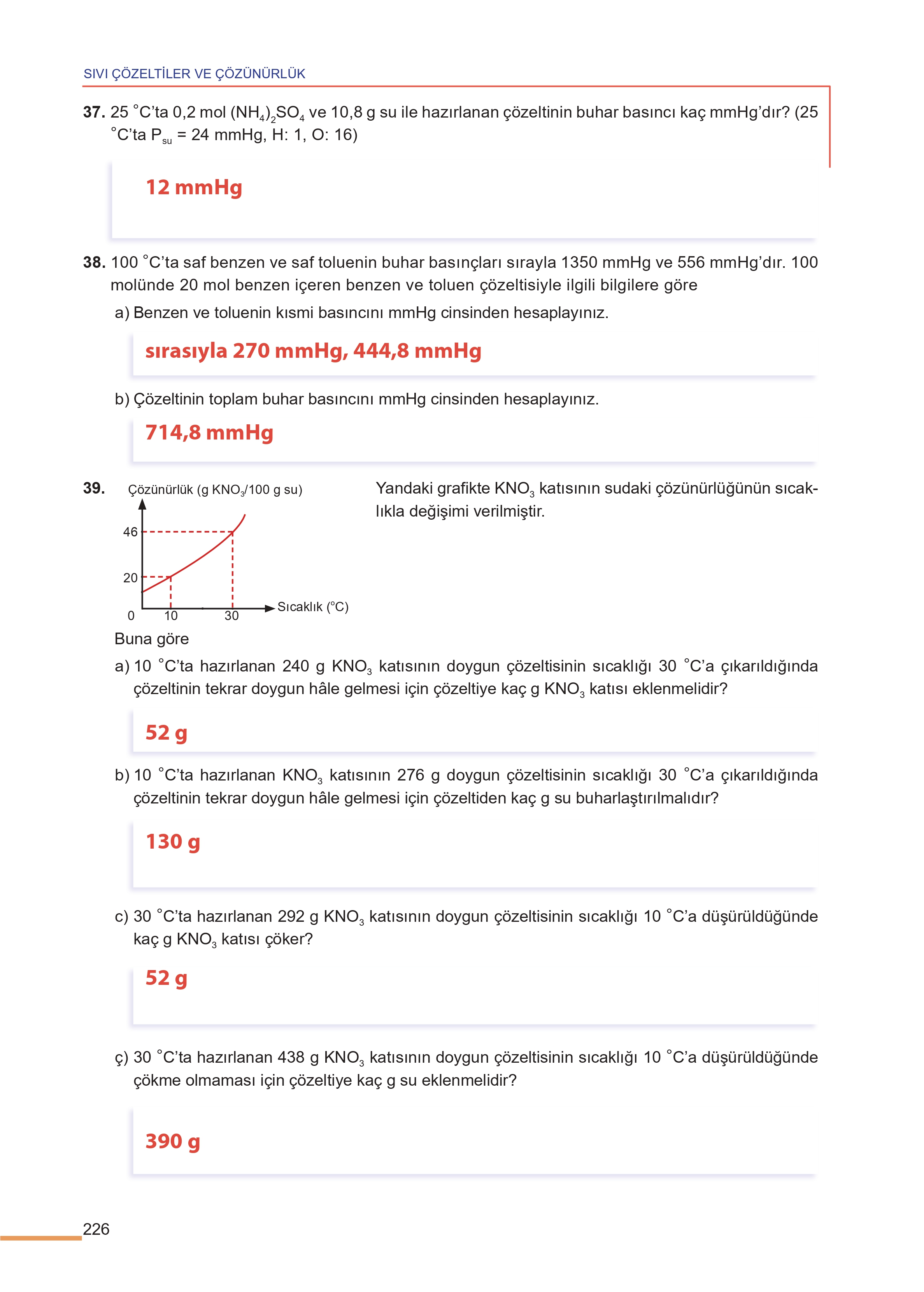 11. Sınıf Meb Yayınları Fen Lisesi Kimya Ders Kitabı Sayfa 226 Cevapları