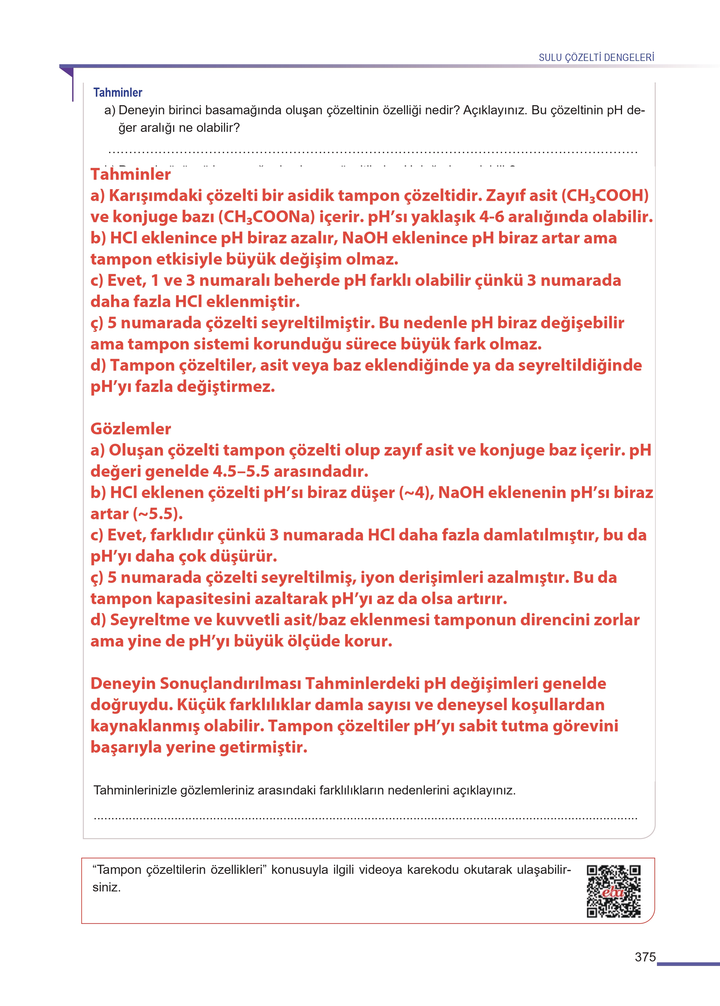 11. Sınıf Meb Yayınları Fen Lisesi Kimya Ders Kitabı Sayfa 375 Cevapları