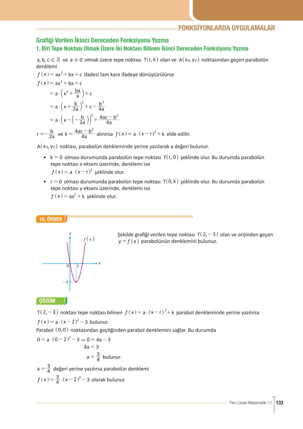 11. Sınıf Meb Yayınları Fen Lisesi Matematik Ders Kitabı Sayfa 133 Cevapları