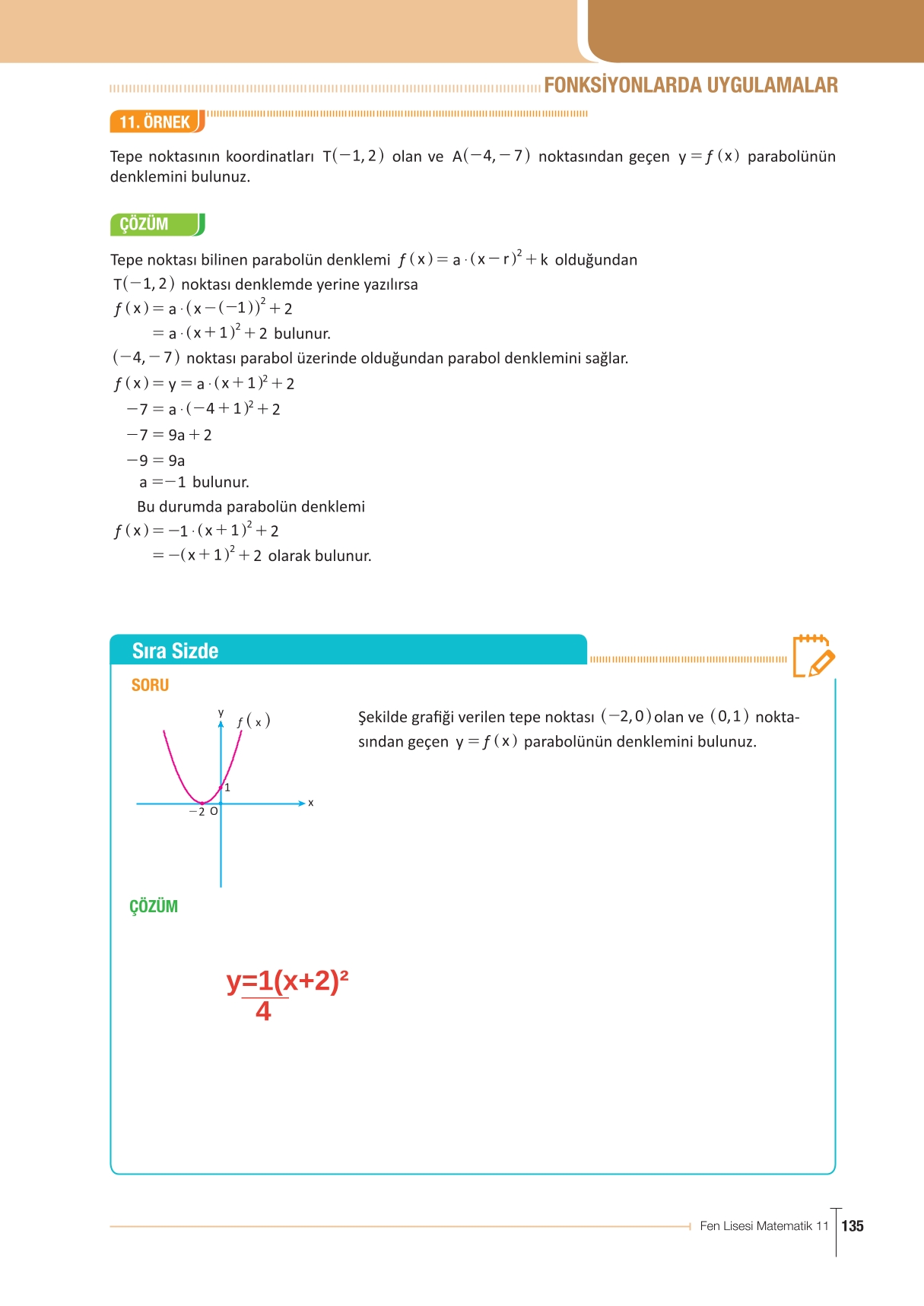 11. Sınıf Meb Yayınları Fen Lisesi Matematik Ders Kitabı Sayfa 135 Cevapları