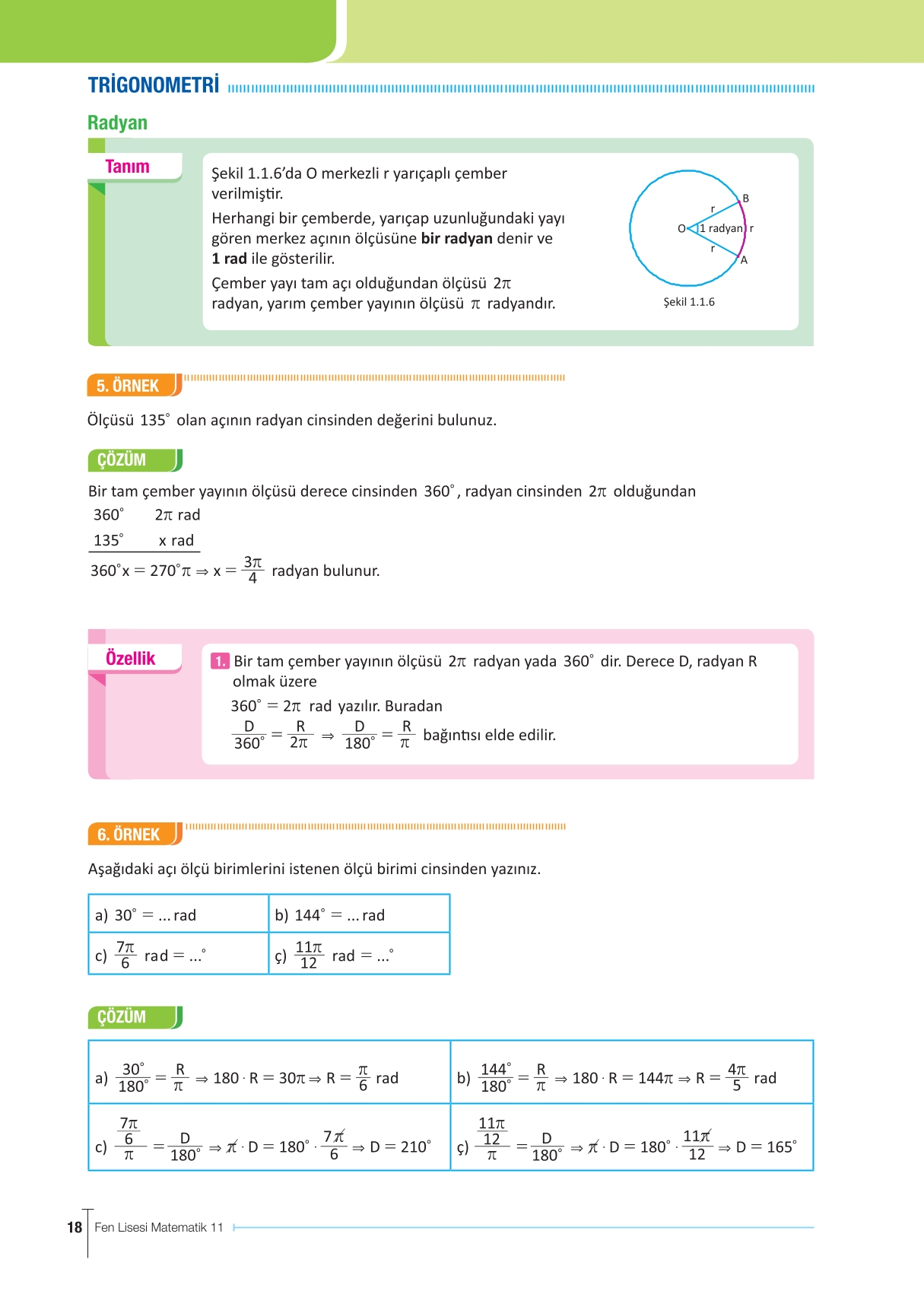 11. Sınıf Meb Yayınları Fen Lisesi Matematik Ders Kitabı Sayfa 18 Cevapları