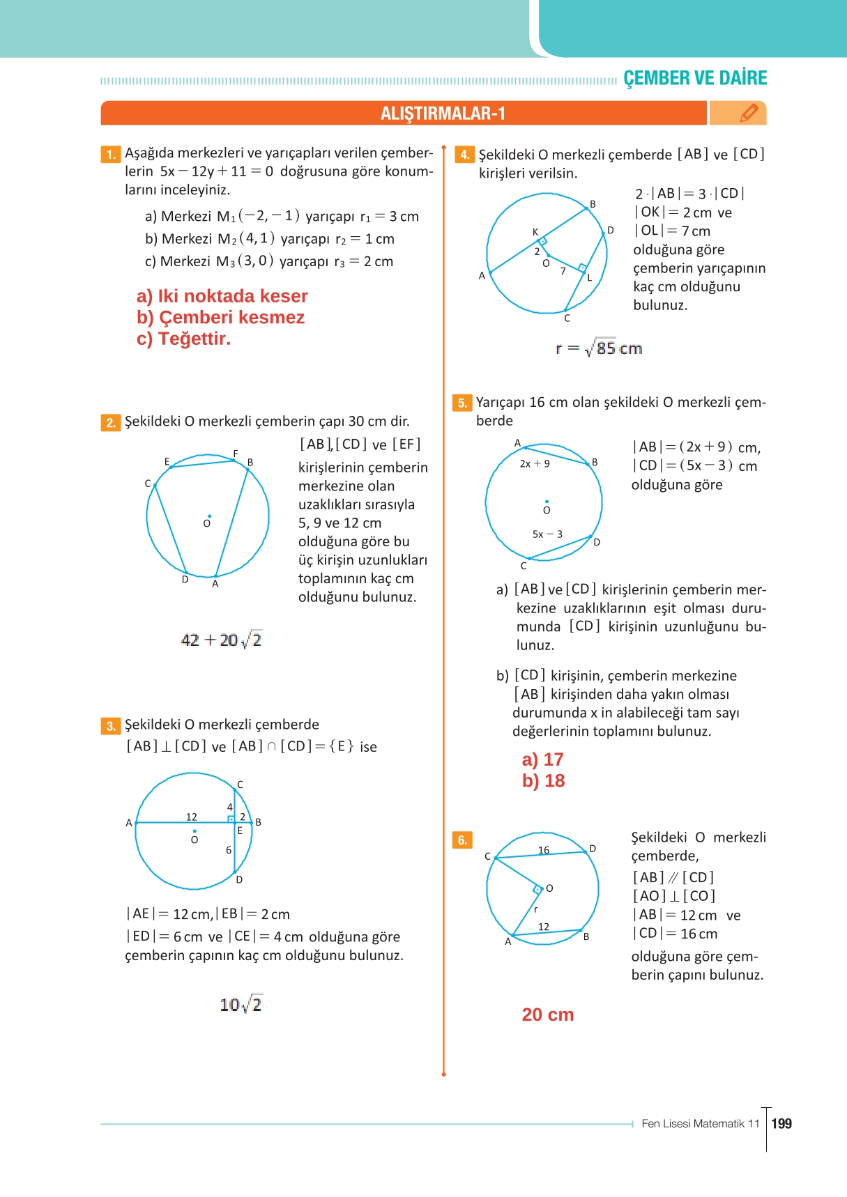 11. Sınıf Meb Yayınları Fen Lisesi Matematik Ders Kitabı Sayfa 199 Cevapları
