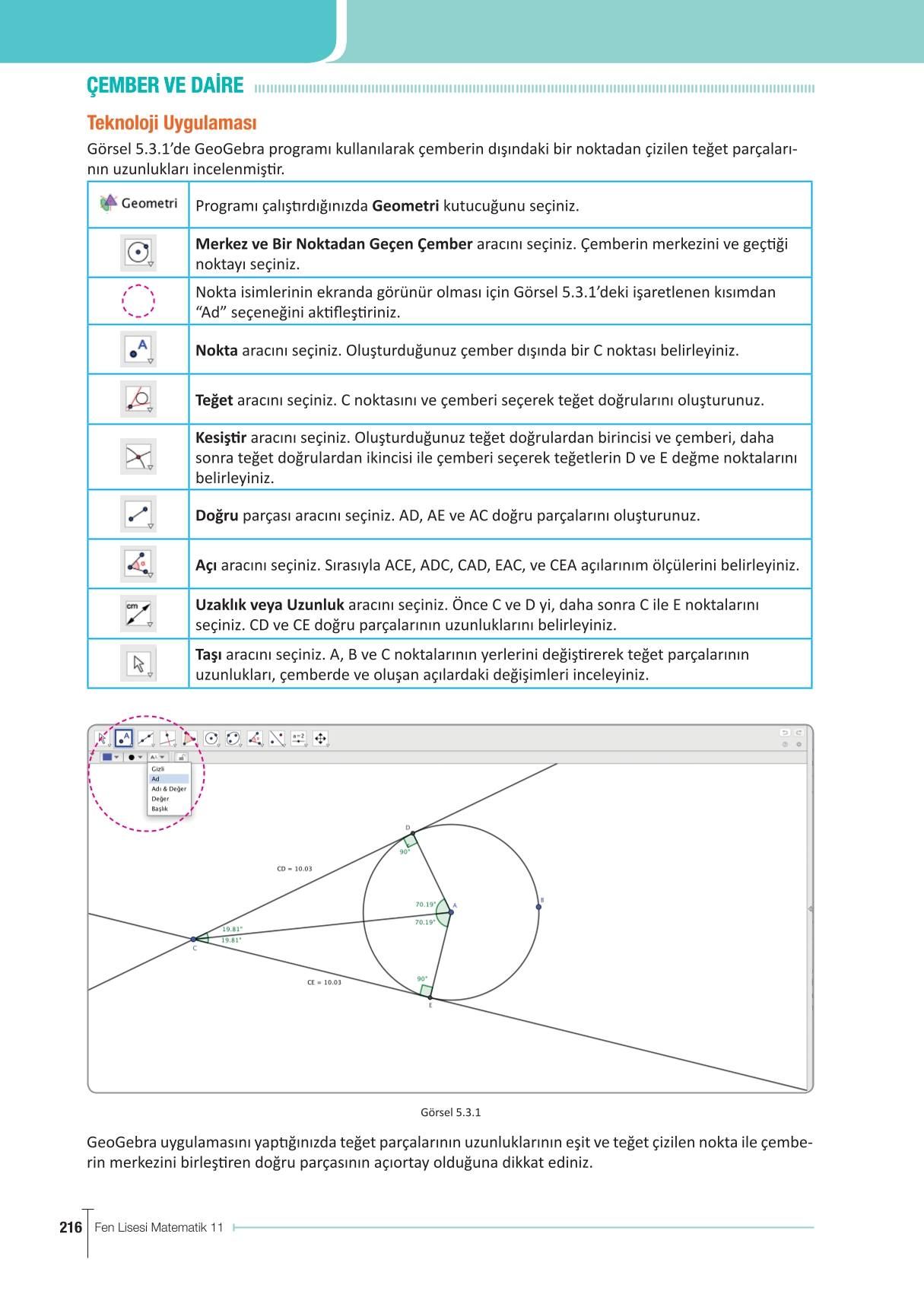 11. Sınıf Meb Yayınları Fen Lisesi Matematik Ders Kitabı Sayfa 216 Cevapları
