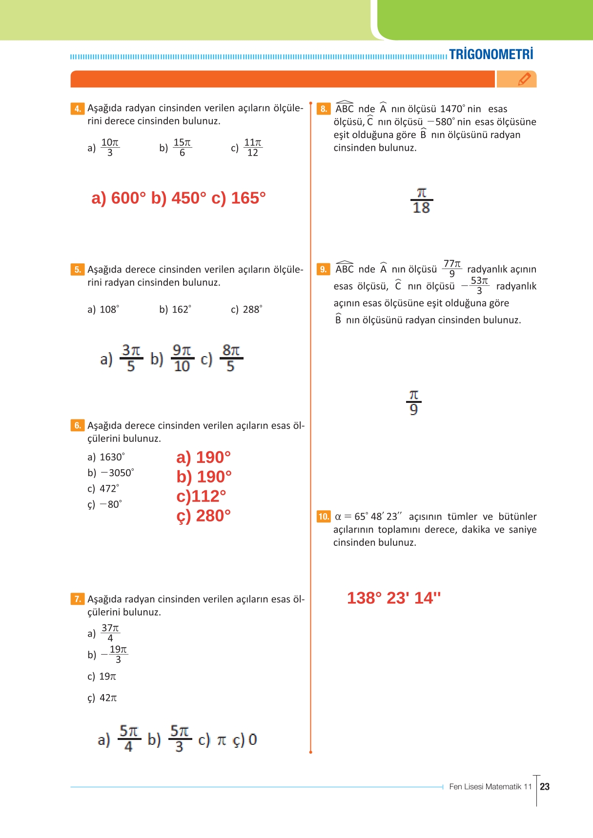 11. Sınıf Meb Yayınları Fen Lisesi Matematik Ders Kitabı Sayfa 23 Cevapları 11. Sınıf Meb Yayınları Fen Lisesi Matematik Ders Kitabı Sayfa 23 Cevapları