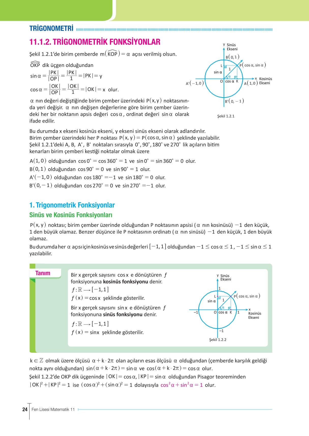 11. Sınıf Meb Yayınları Fen Lisesi Matematik Ders Kitabı Sayfa 24 Cevapları