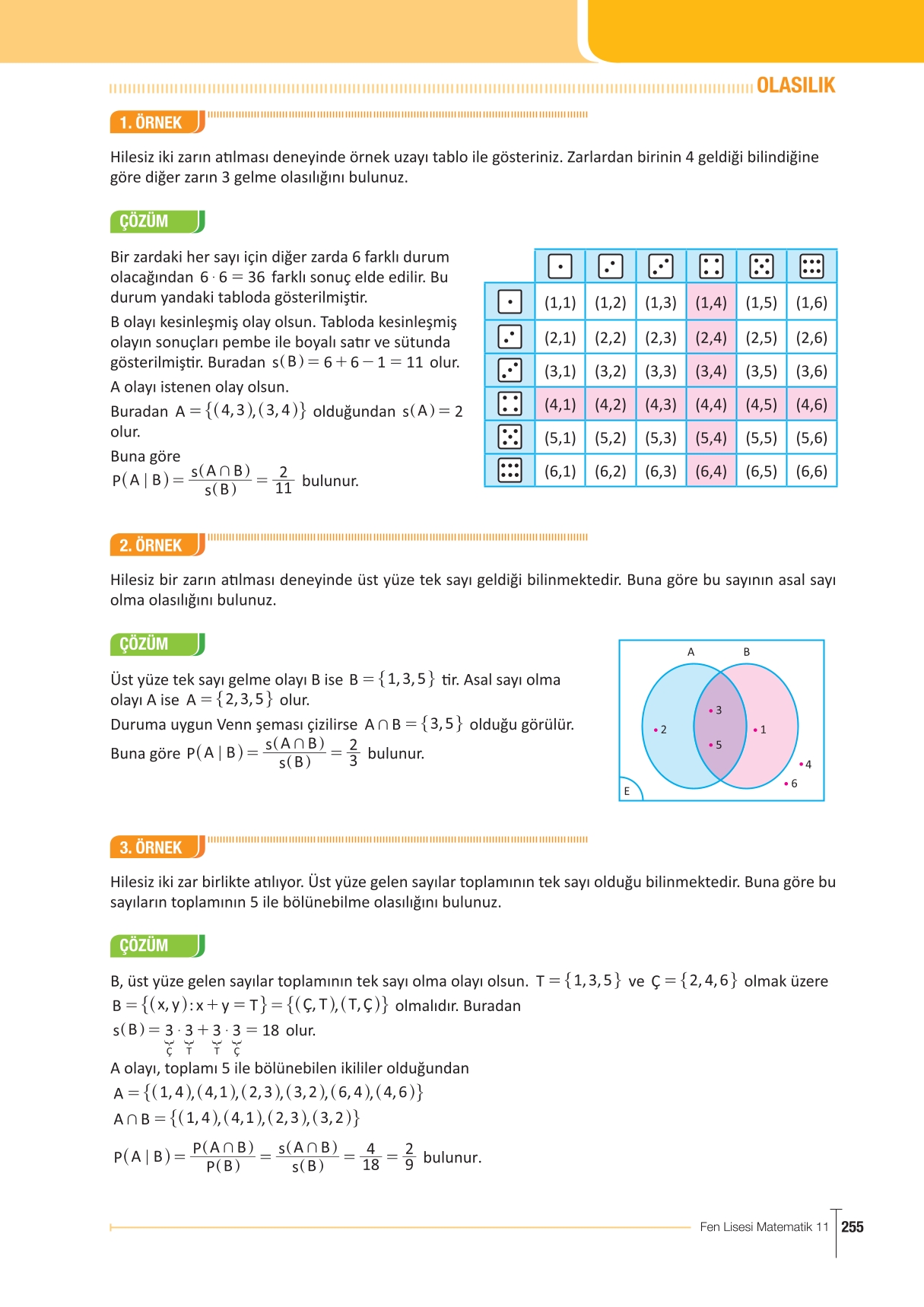 11. Sınıf Meb Yayınları Fen Lisesi Matematik Ders Kitabı Sayfa 255 Cevapları