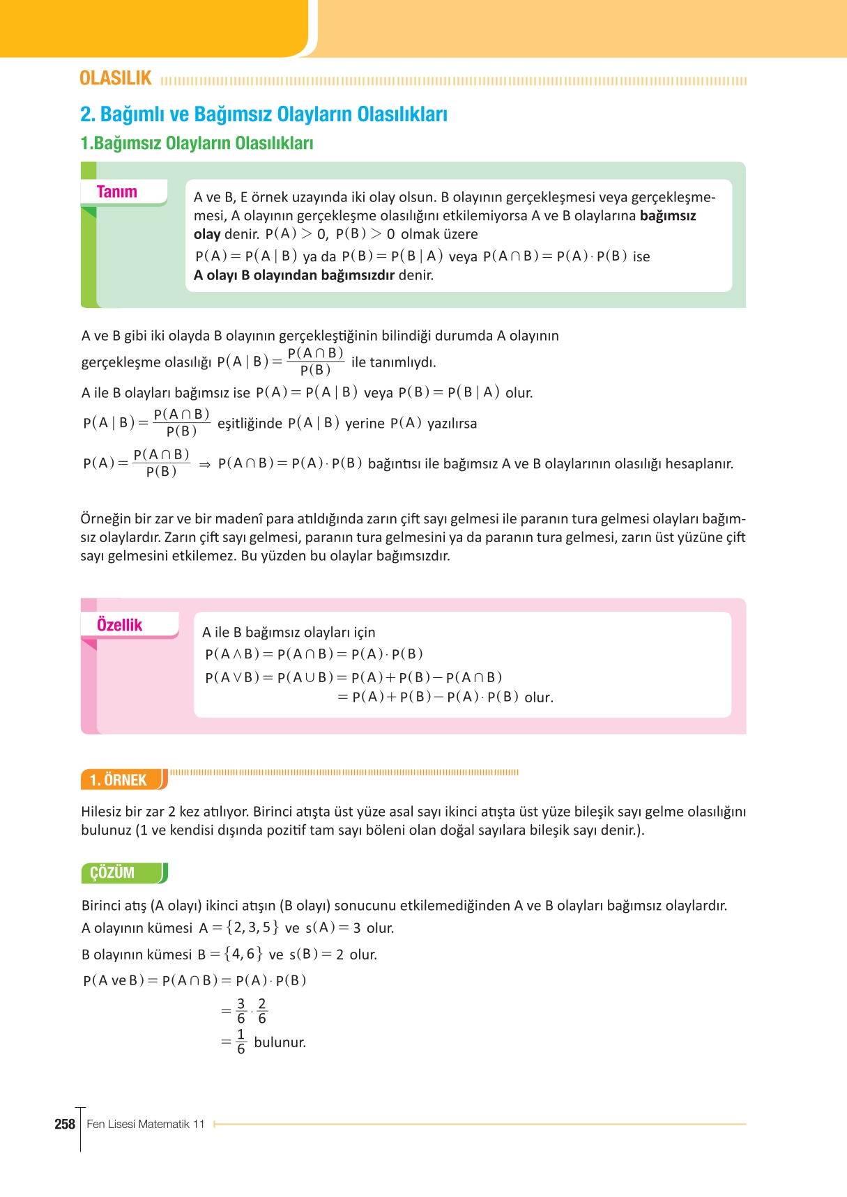 11. Sınıf Meb Yayınları Fen Lisesi Matematik Ders Kitabı Sayfa 258 Cevapları
