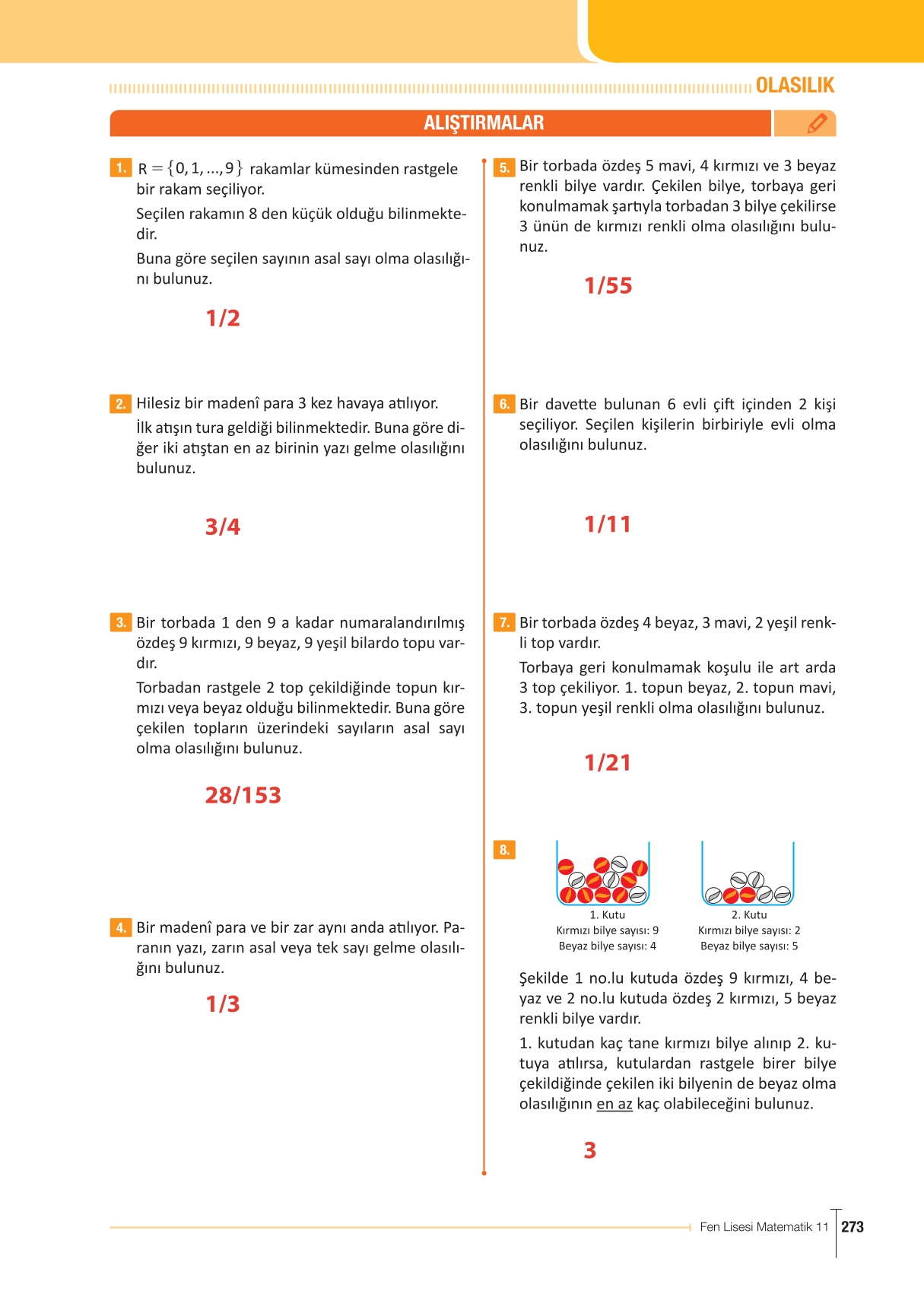 11. Sınıf Meb Yayınları Fen Lisesi Matematik Ders Kitabı Sayfa 273 Cevapları