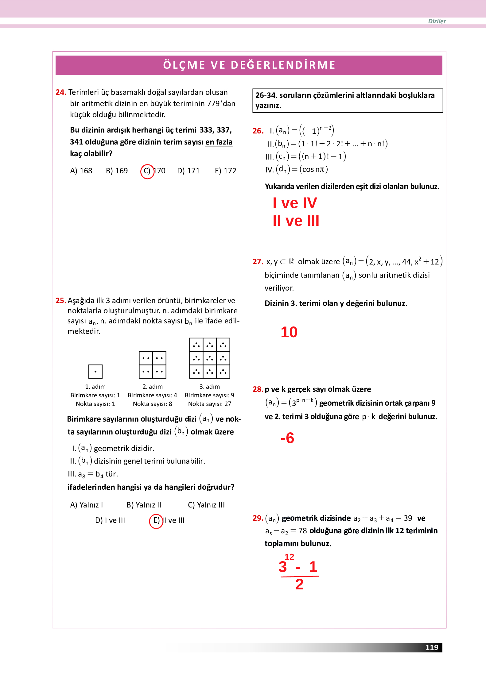 12. Sınıf Meb Yayınları Fen Lisesi Matematik Ders Kitabı Sayfa 119 Cevapları 12. Sınıf Meb Yayınları Fen Lisesi Matematik Ders Kitabı Sayfa 119 Cevapları