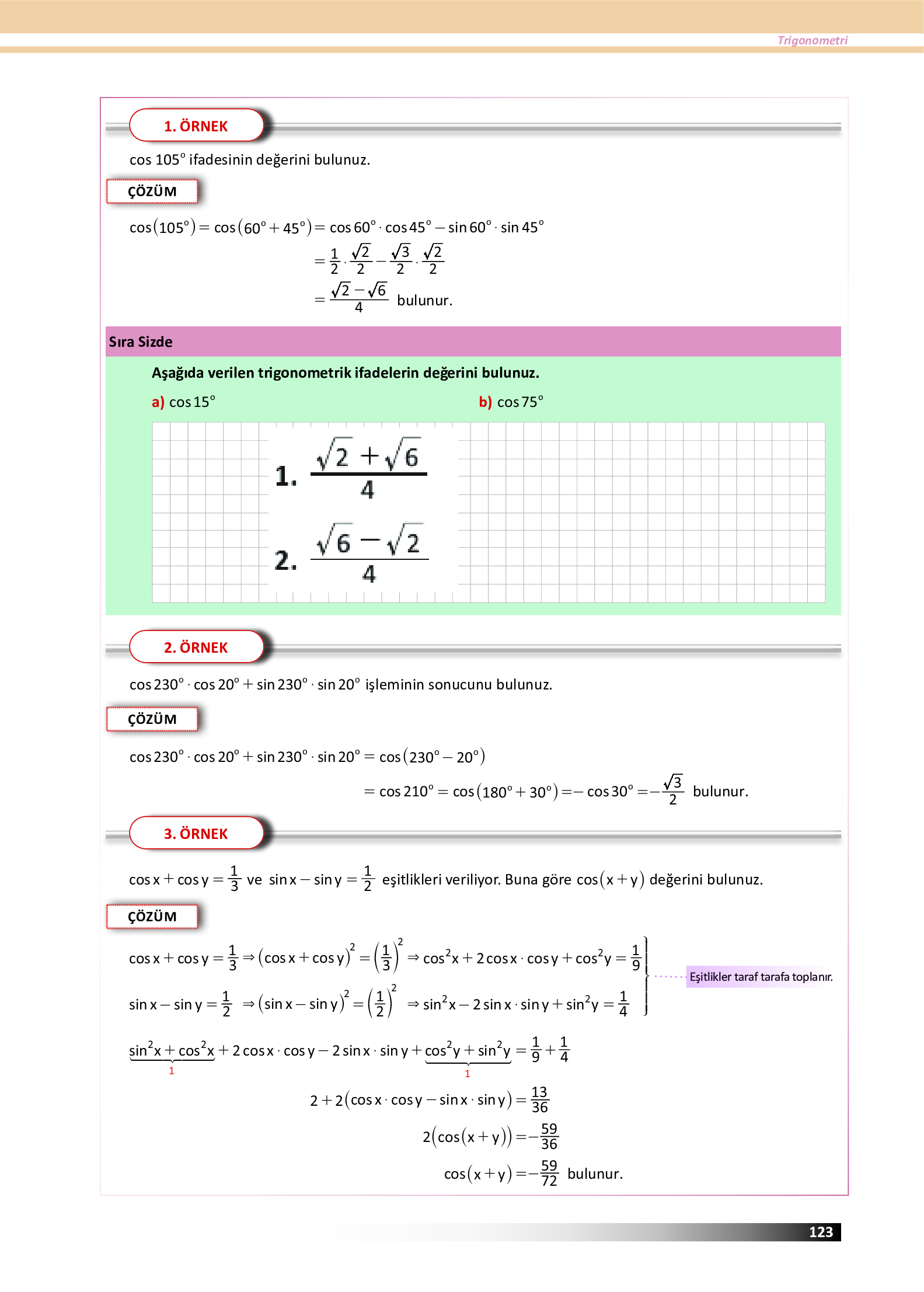 12. Sınıf Meb Yayınları Fen Lisesi Matematik Ders Kitabı Sayfa 123 Cevapları 12. Sınıf Meb Yayınları Fen Lisesi Matematik Ders Kitabı Sayfa 123 Cevapları