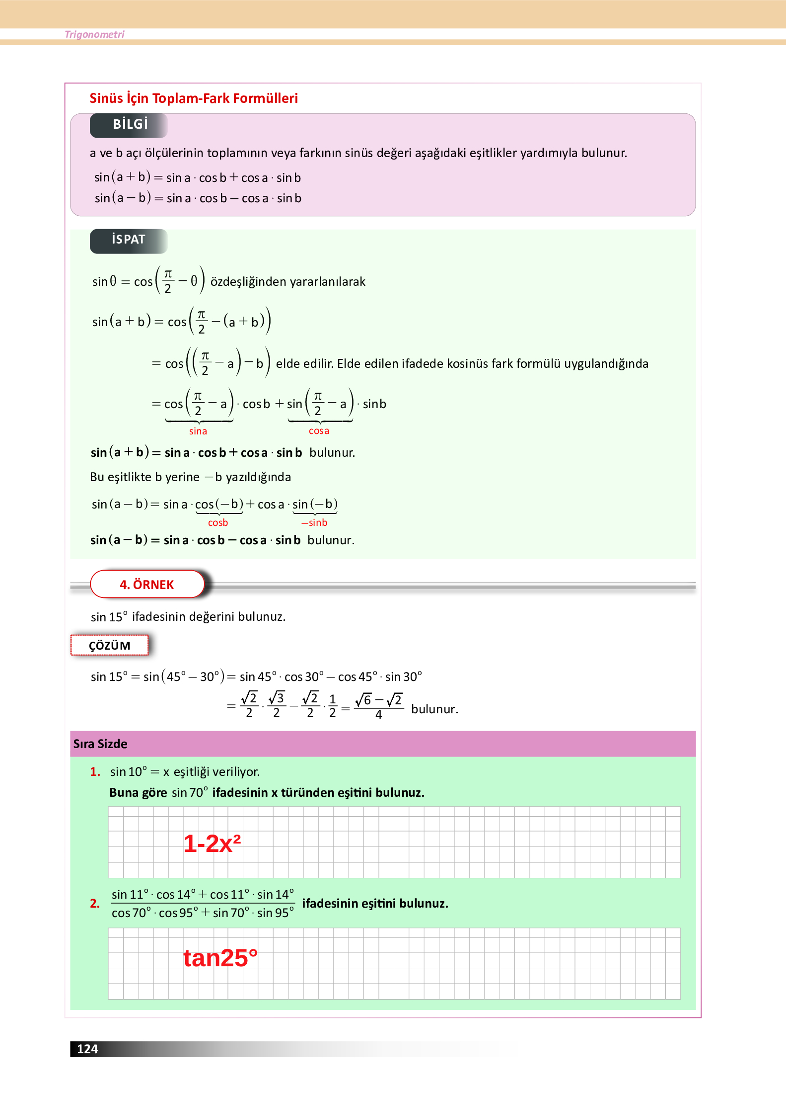 12. Sınıf Meb Yayınları Fen Lisesi Matematik Ders Kitabı Sayfa 124 Cevapları 12. Sınıf Meb Yayınları Fen Lisesi Matematik Ders Kitabı Sayfa 124 Cevapları