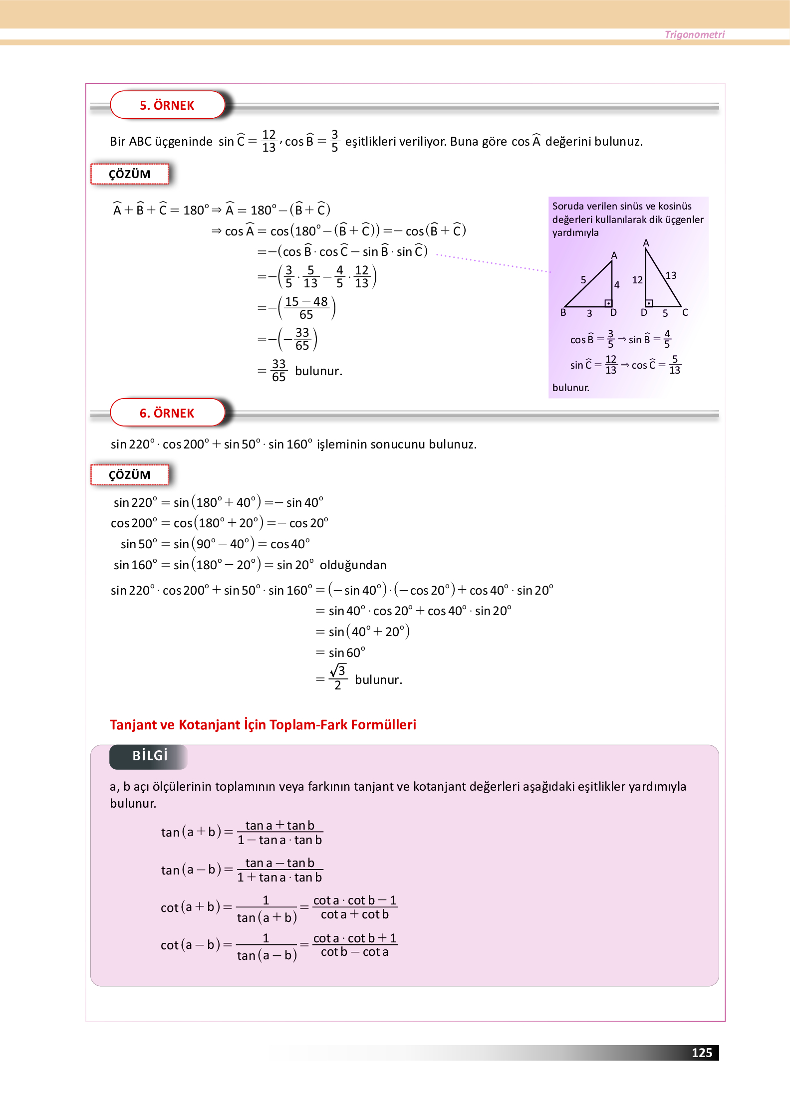 12. Sınıf Meb Yayınları Fen Lisesi Matematik Ders Kitabı Sayfa 125 Cevapları