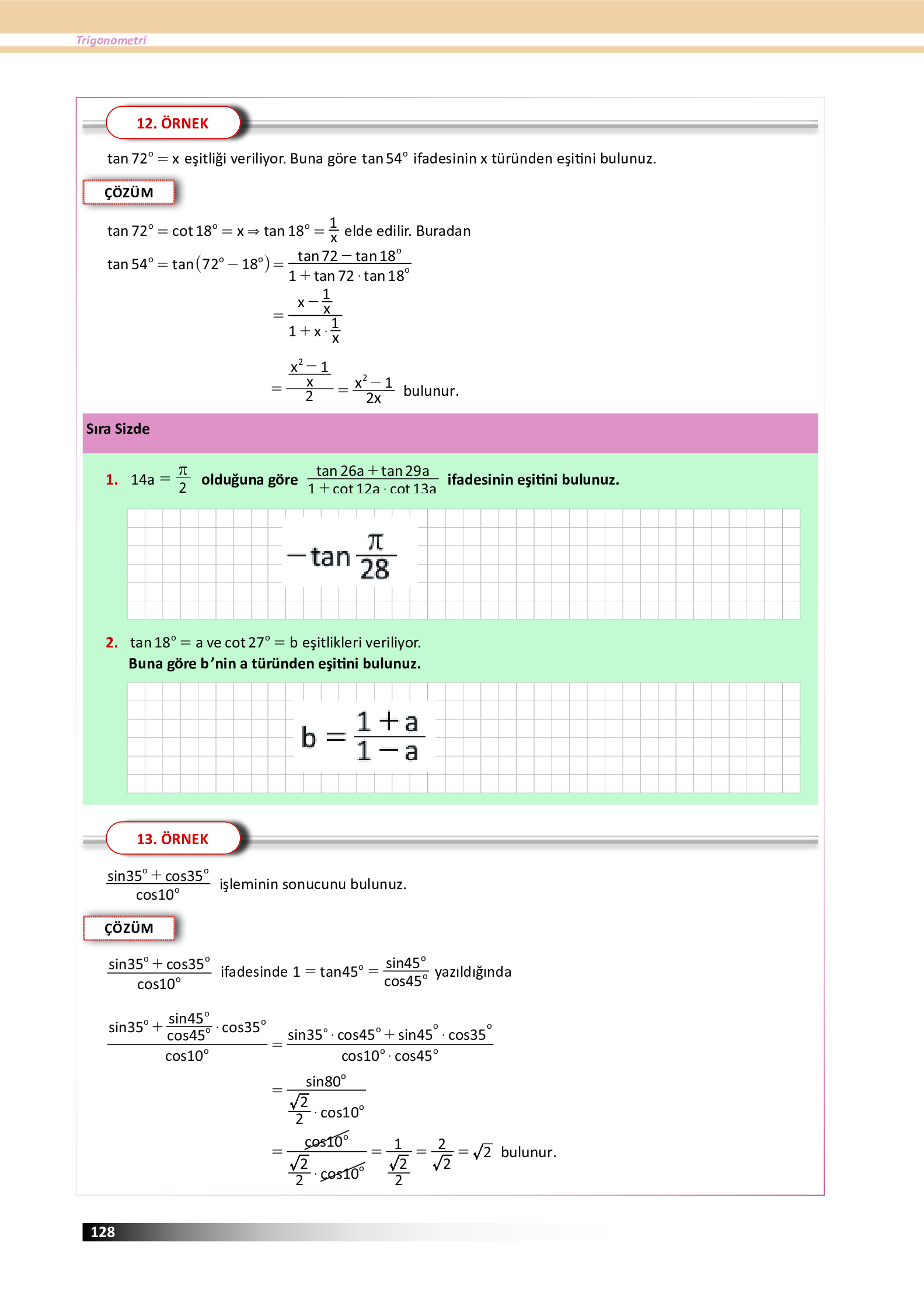 12. Sınıf Meb Yayınları Fen Lisesi Matematik Ders Kitabı Sayfa 128 Cevapları 12. Sınıf Meb Yayınları Fen Lisesi Matematik Ders Kitabı Sayfa 128 Cevapları