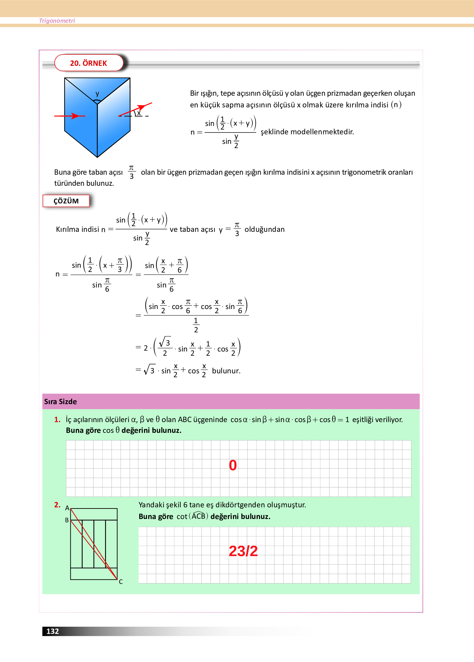 12. Sınıf Meb Yayınları Fen Lisesi Matematik Ders Kitabı Sayfa 132 Cevapları