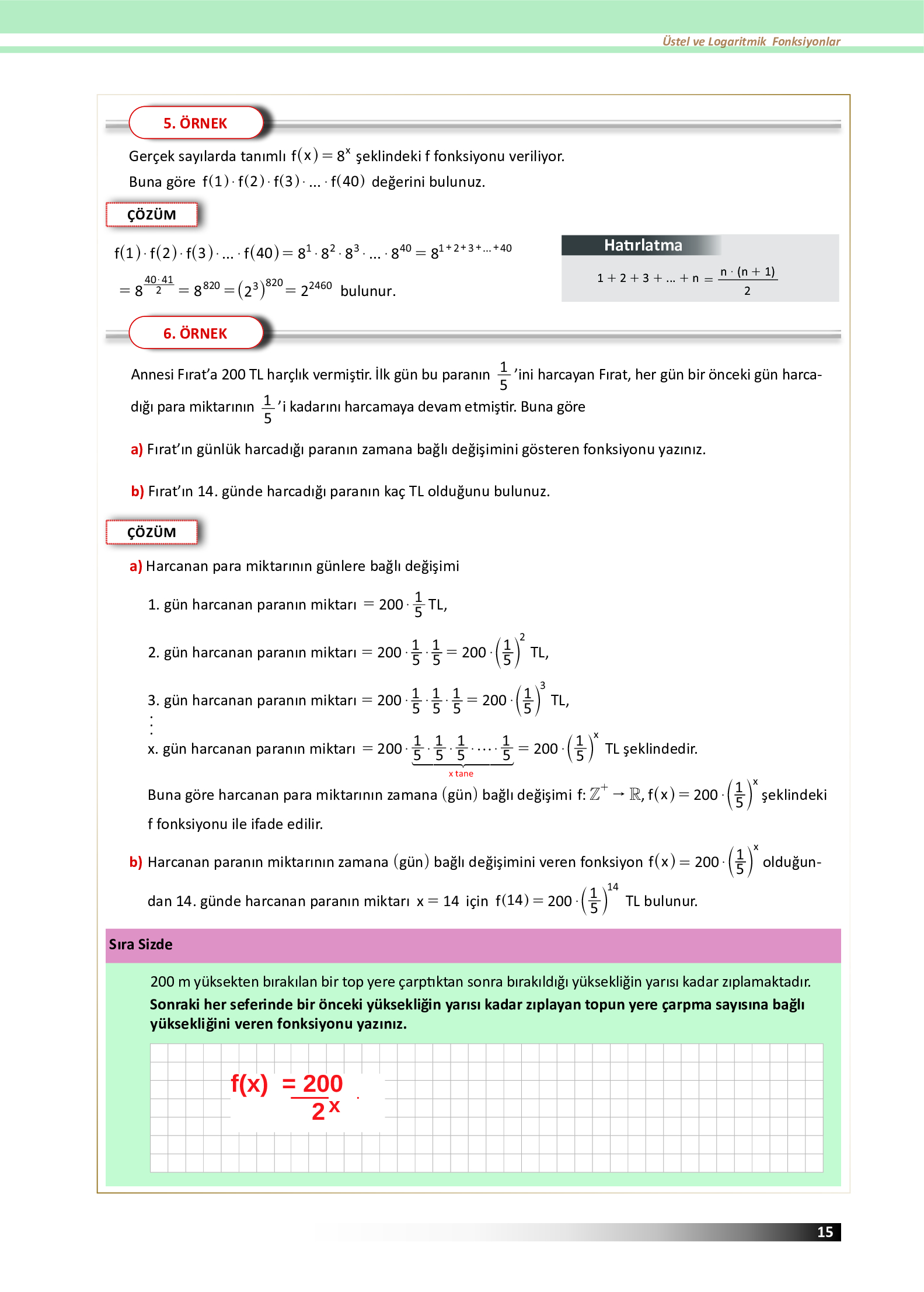 12. Sınıf Meb Yayınları Fen Lisesi Matematik Ders Kitabı Sayfa 15 Cevapları
