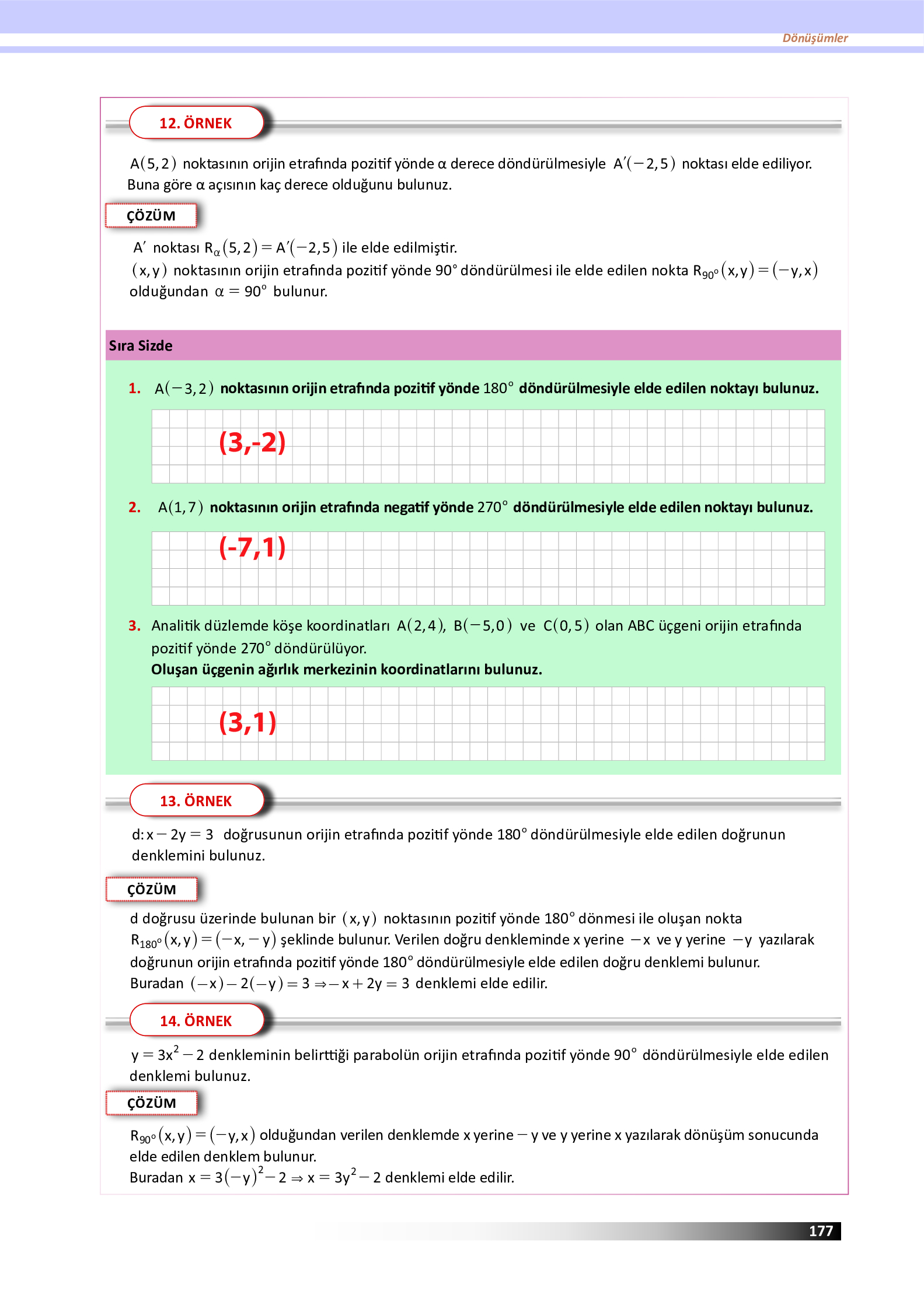 12. Sınıf Meb Yayınları Fen Lisesi Matematik Ders Kitabı Sayfa 177 Cevapları