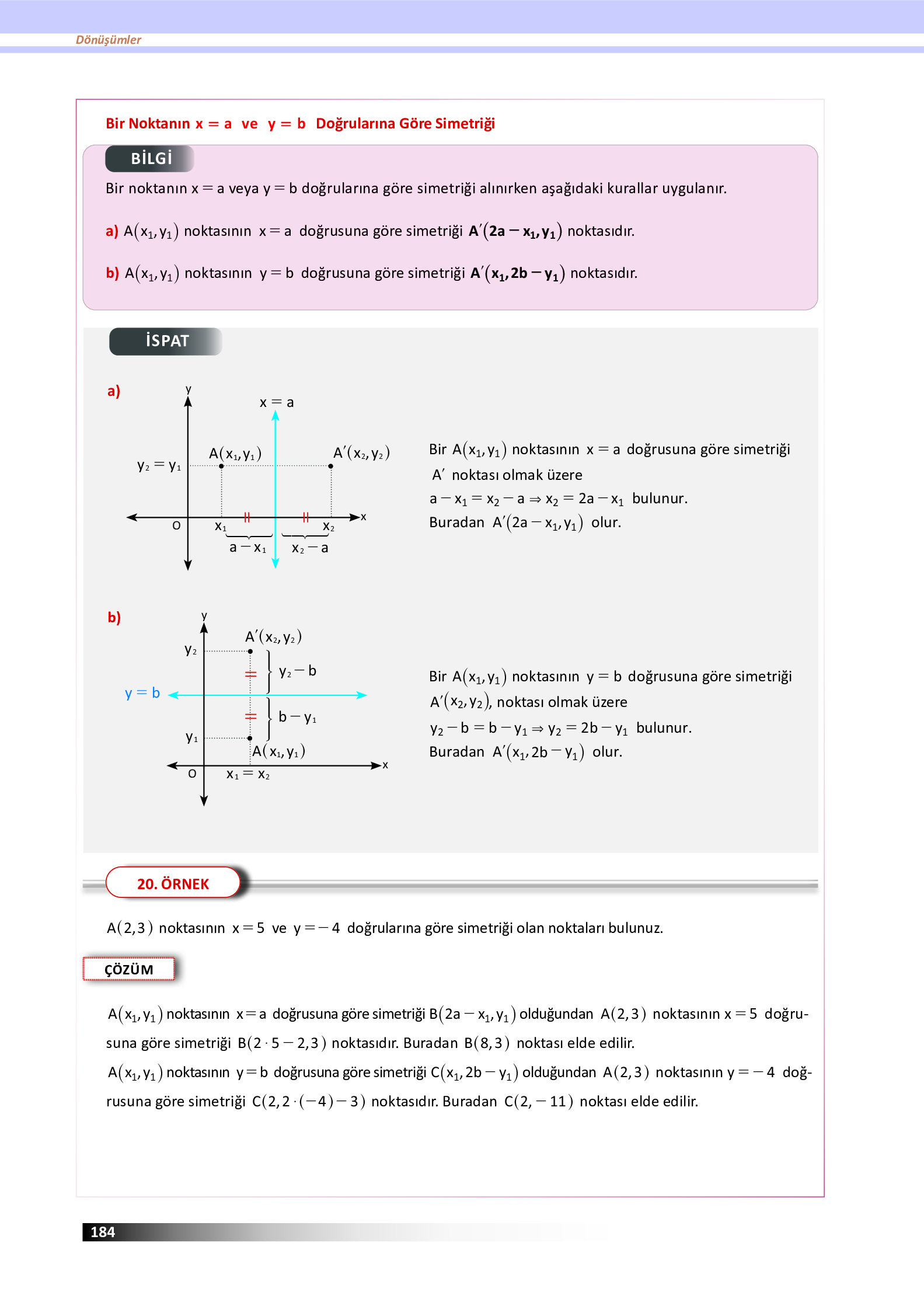 12. Sınıf Meb Yayınları Fen Lisesi Matematik Ders Kitabı Sayfa 184 Cevapları