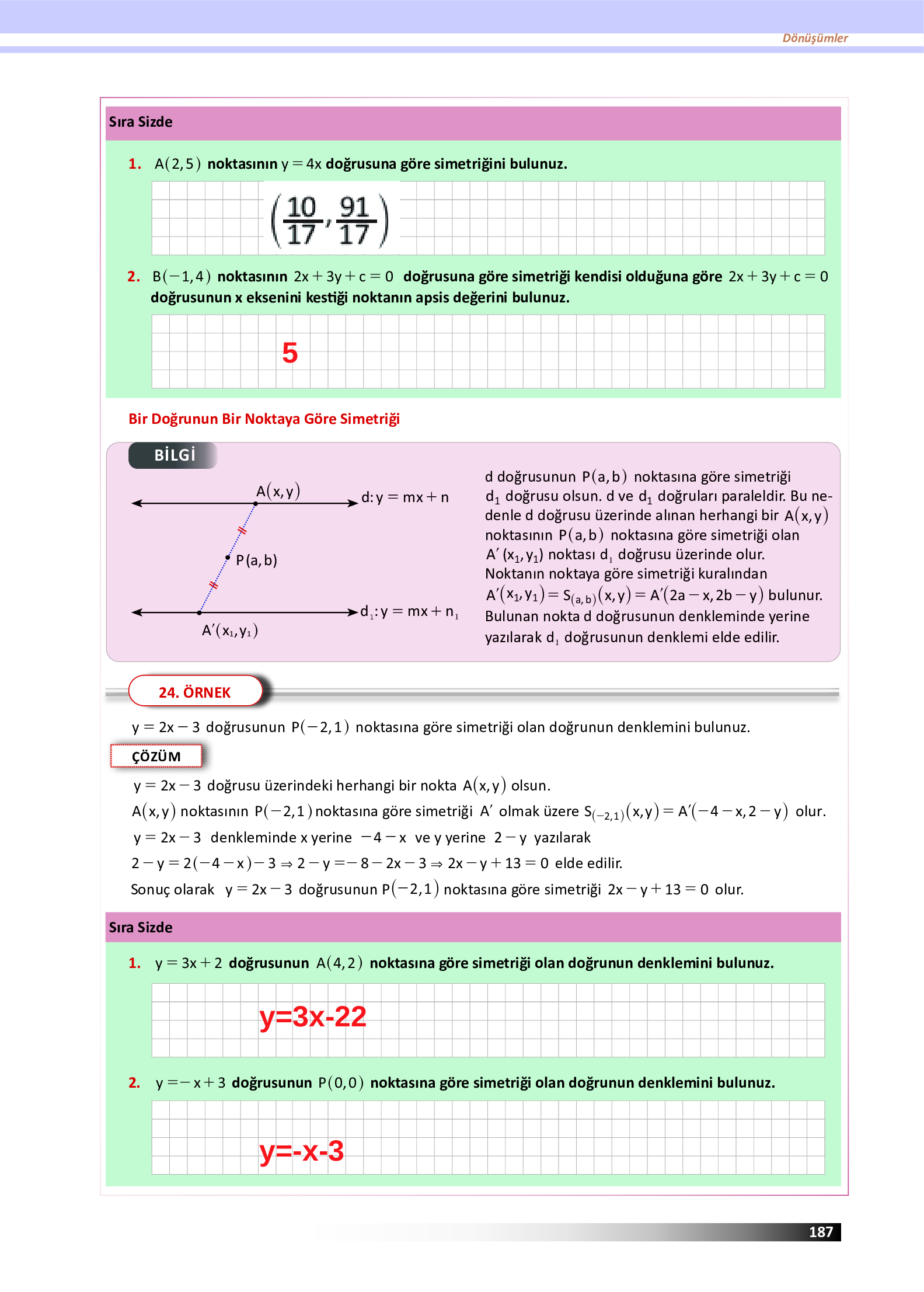 12. Sınıf Meb Yayınları Fen Lisesi Matematik Ders Kitabı Sayfa 187 Cevapları 12. Sınıf Meb Yayınları Fen Lisesi Matematik Ders Kitabı Sayfa 187 Cevapları